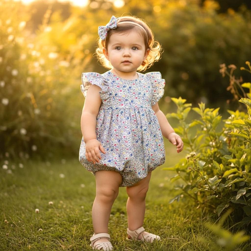 Liberty London Floral Print Baby Bubble Romper: Cotton Tana Lawn Onesie, Newborn Gift