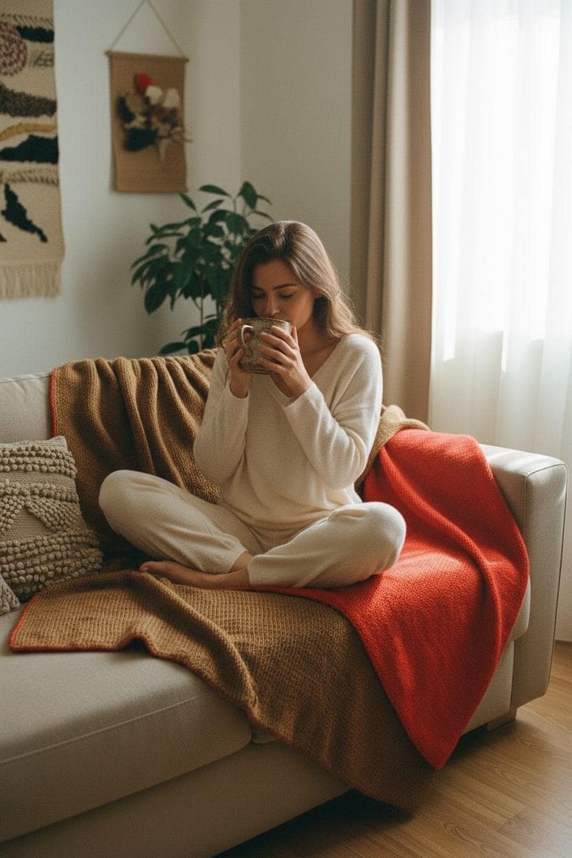 Double Sided Hand Knitted Merino Wool Blanket: Big Size Bed Throws, Winter Warm Cover