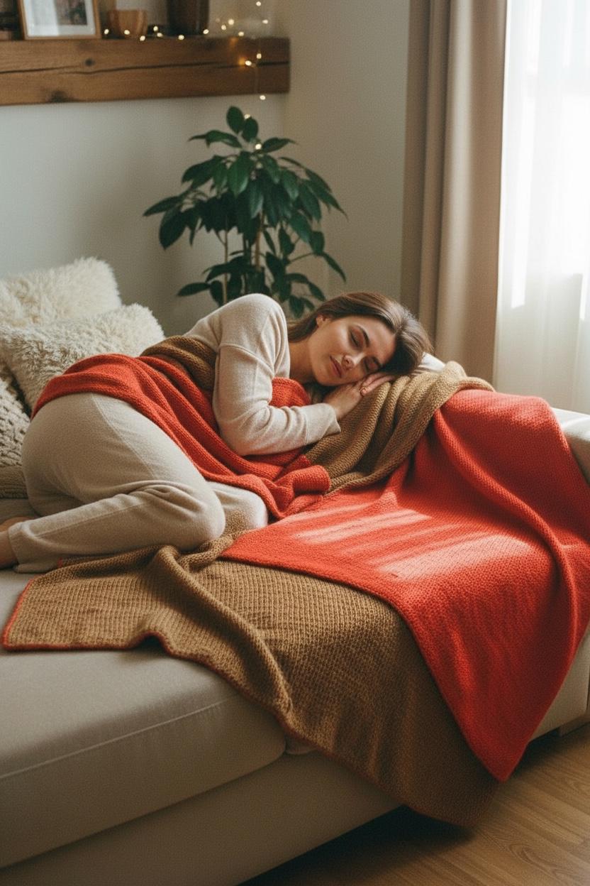 Merino Wool Winter Bed Throws: Double Sided Hand Knitted Blanket, Warm Bed Cover
