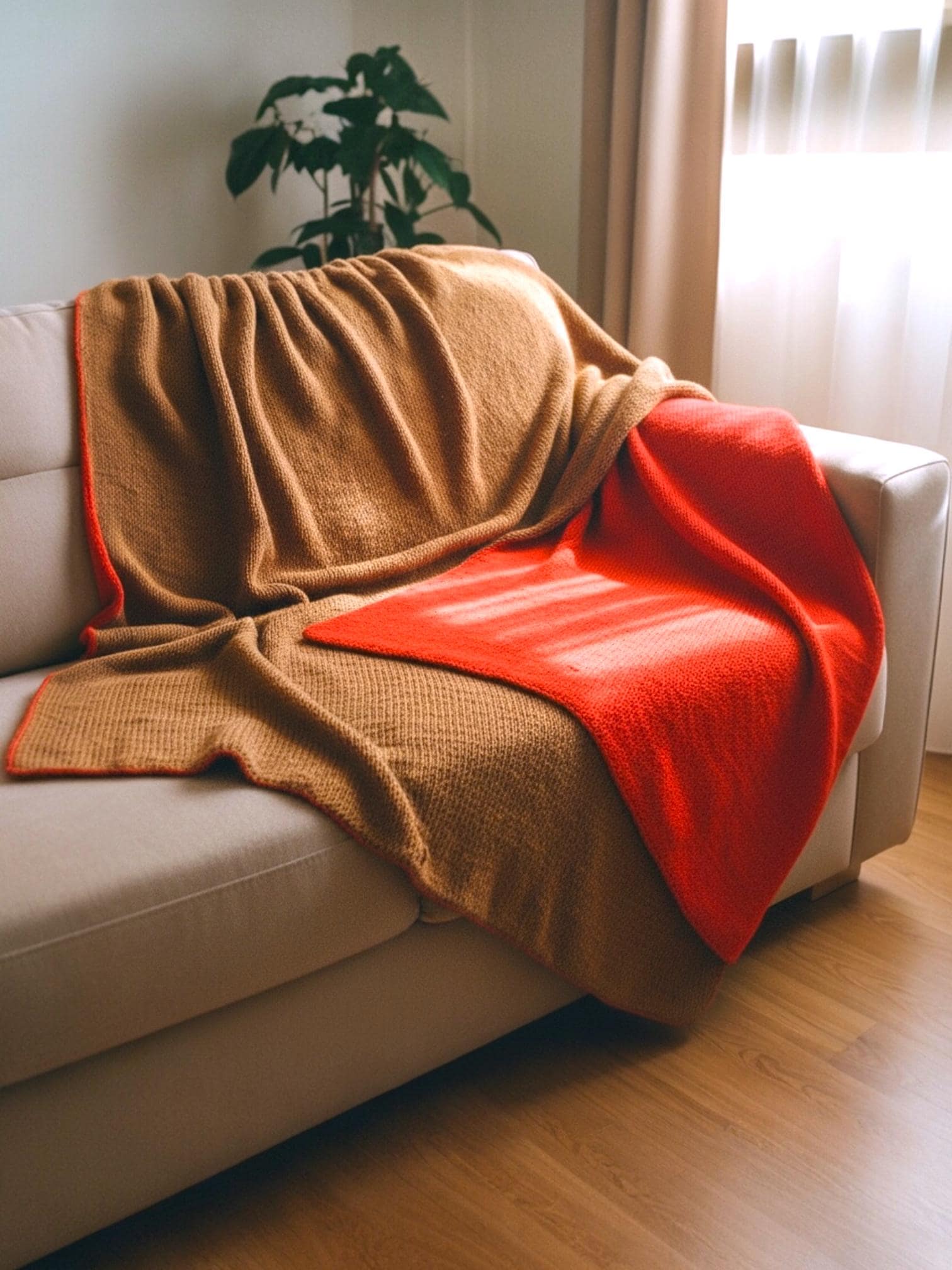 Merino Wool Winter Bed Throws: Double Sided Hand Knitted Blanket, Warm Bed Cover