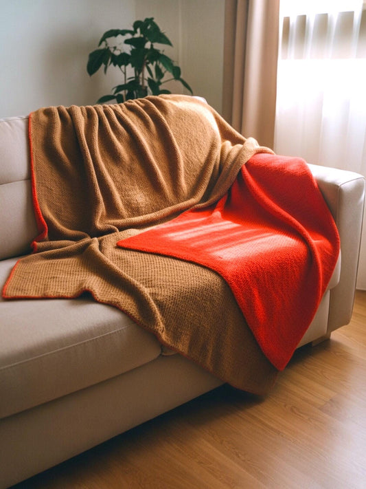 Double Sided Hand Knitted Merino Wool Blanket: Big Size Bed Throws, Winter Warm Cover
