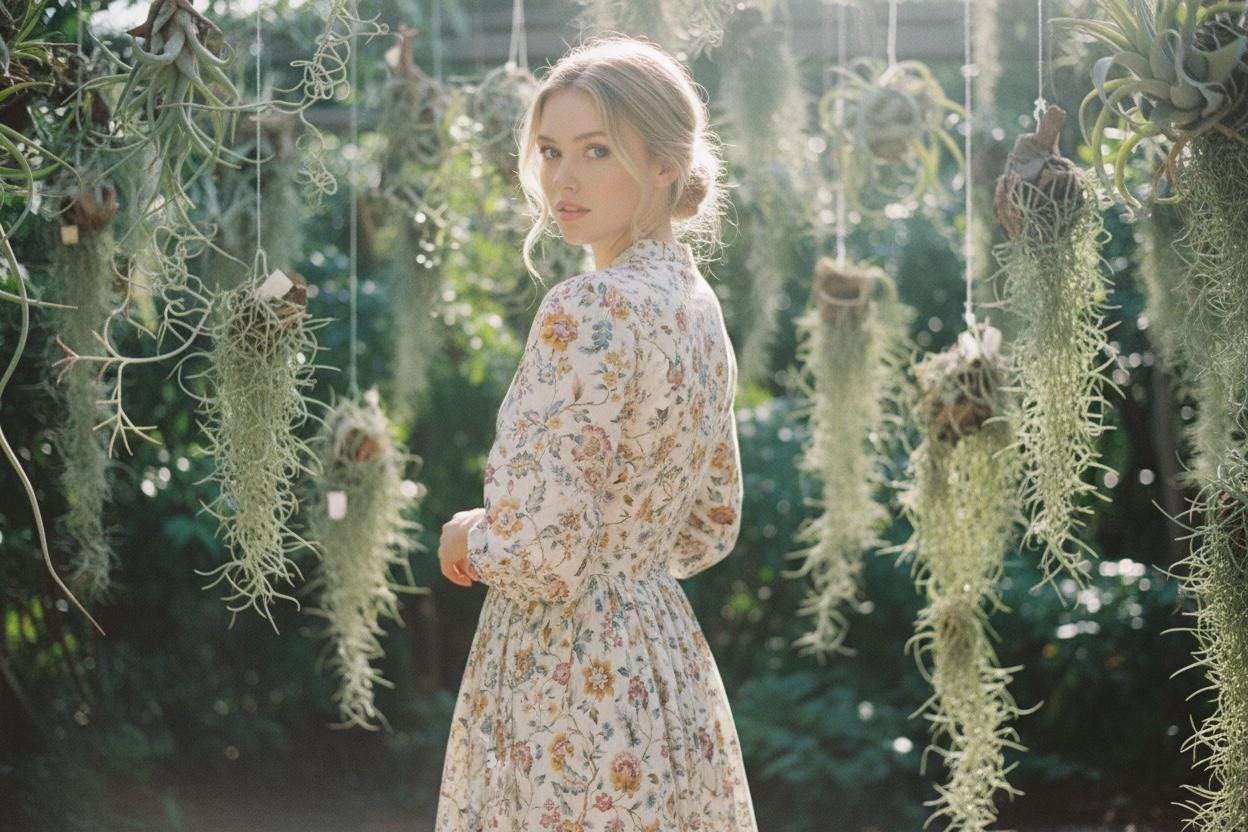 Midi Liberty London Woman Floral Print Shirt Dress: Mandarin Collar, Puffy 3/4 Sleeves