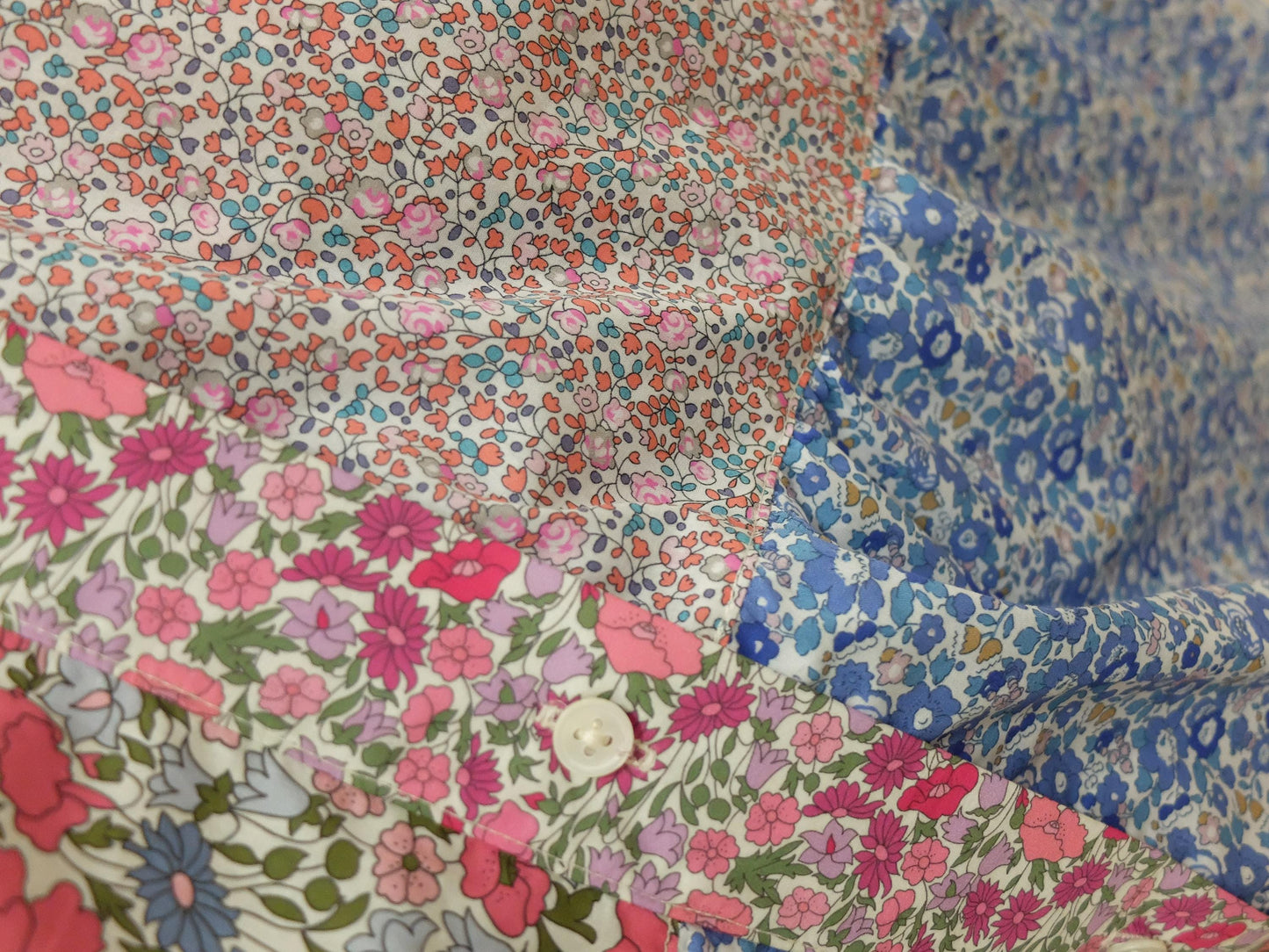 Maxi Liberty London Patches Tiered Shirt Dress: Button Through, Puffy Half Sleeves