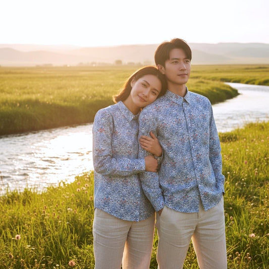 Liberty London Matching Shirts, Floral Print Cotton Tana Lawn, Long Sleeve Button-Up Chemise