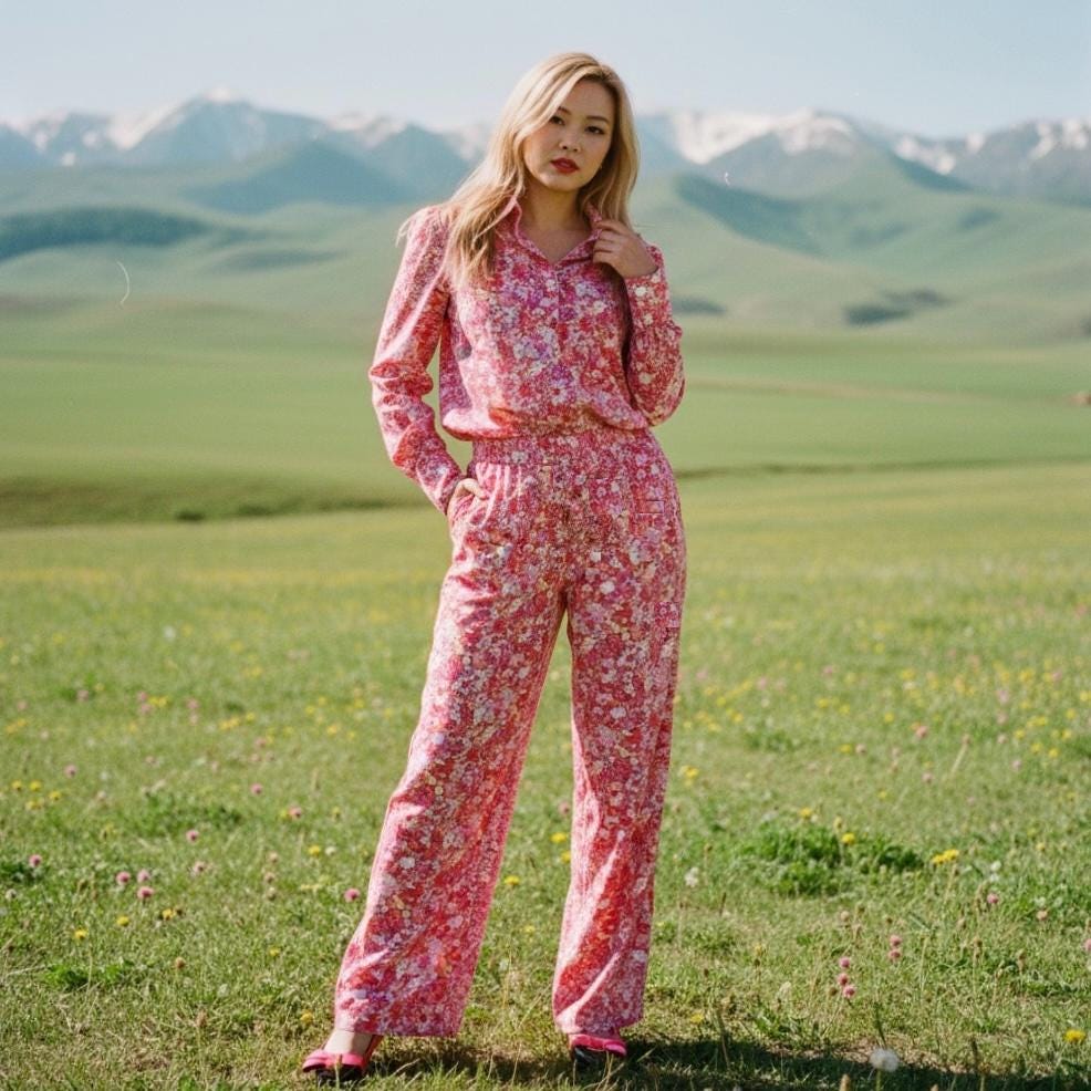 Liberty London Palazzo Pants: Floral Print Wide Leg Cotton Trousers, Ditsy Botanical Lounge Pants