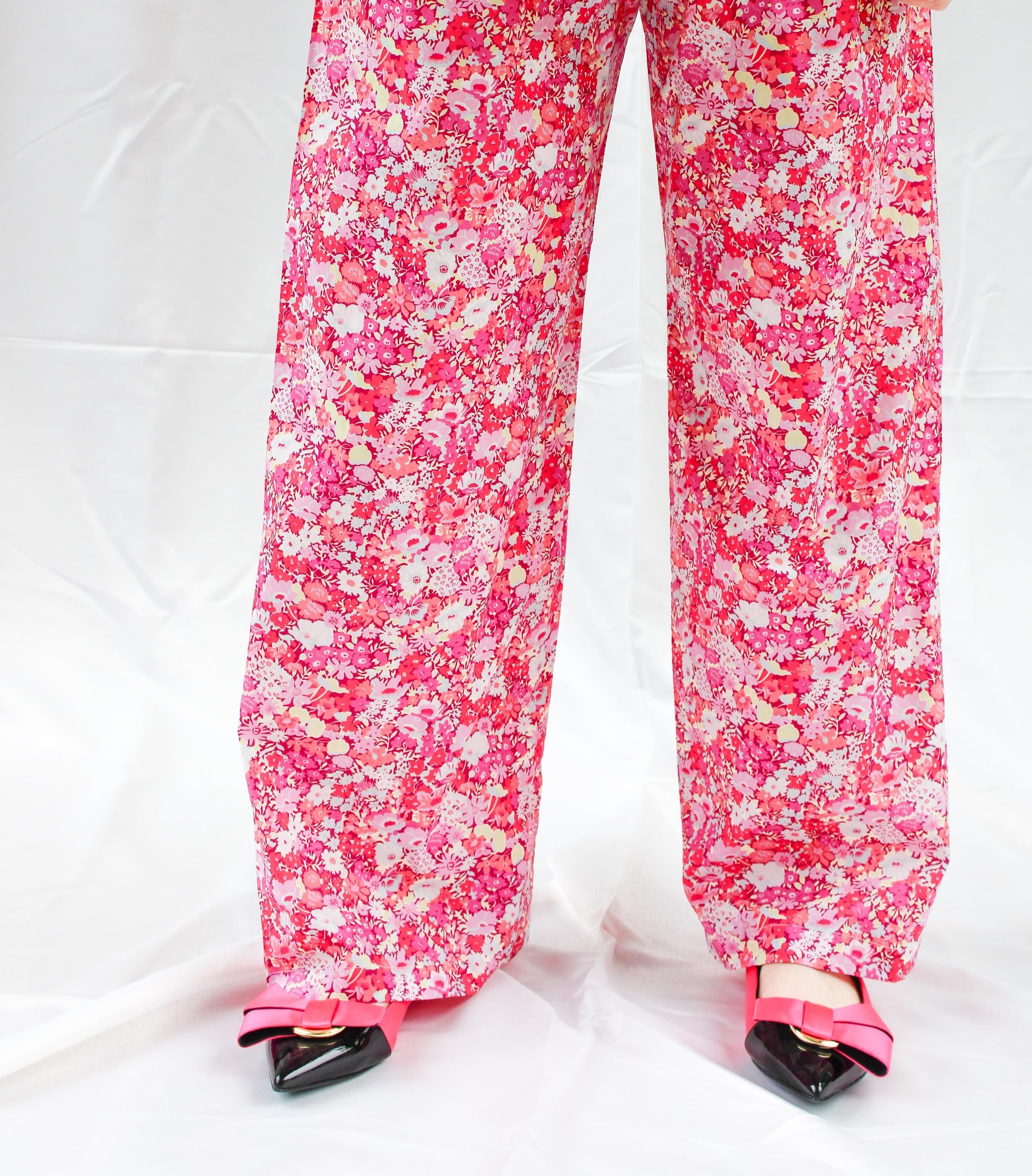 Liberty London Palazzo Pants: Floral Print Wide Leg Cotton Trousers, Ditsy Botanical Lounge Pants