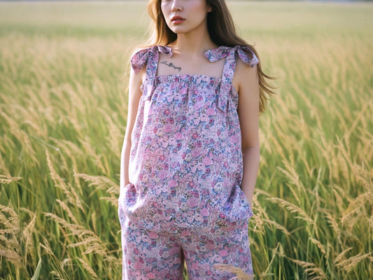 Liberty London Floral Lounge Set, Tana Lawn Cotton Tank Top & Palazzo Pants