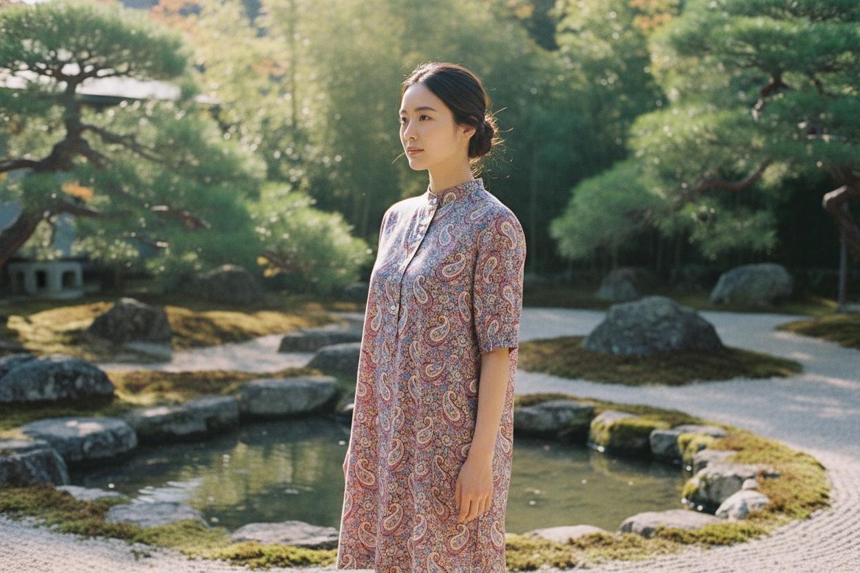 Mandarin Collar Liberty London Shift Dress: Elegant Floral Print, Ditsy Half Sleeves Shirt Dress