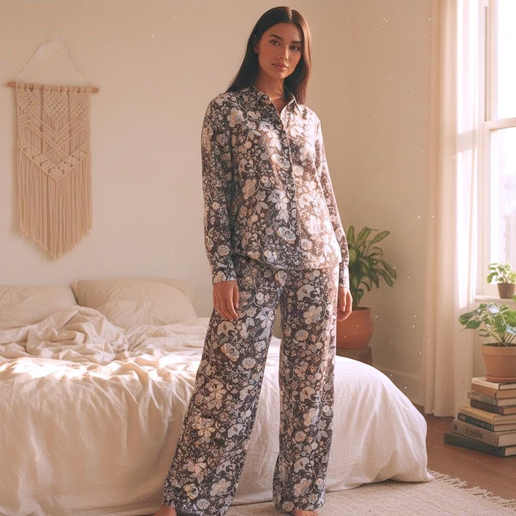 Liberty London Palazzo Pants, Botanical Floral Print Cotton Tana Lawn, Handmade