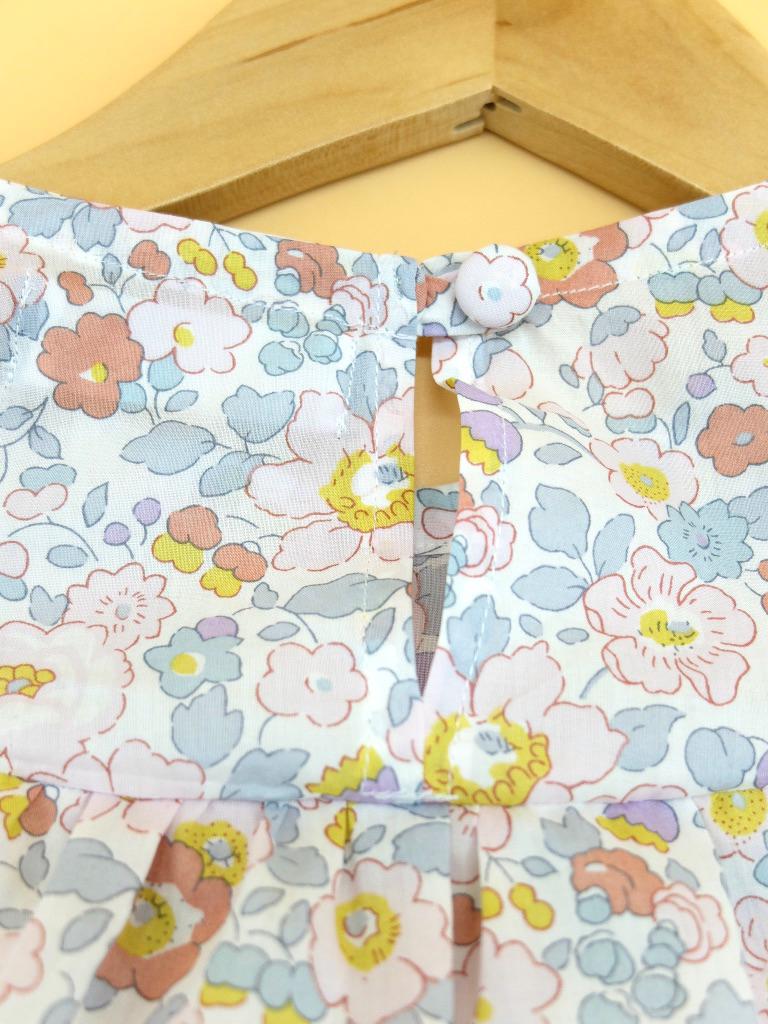 Liberty London Ditsy Floral Print Blouse, Ruffle Yoke Pastel Tana Lawn Cotton Handmade Top