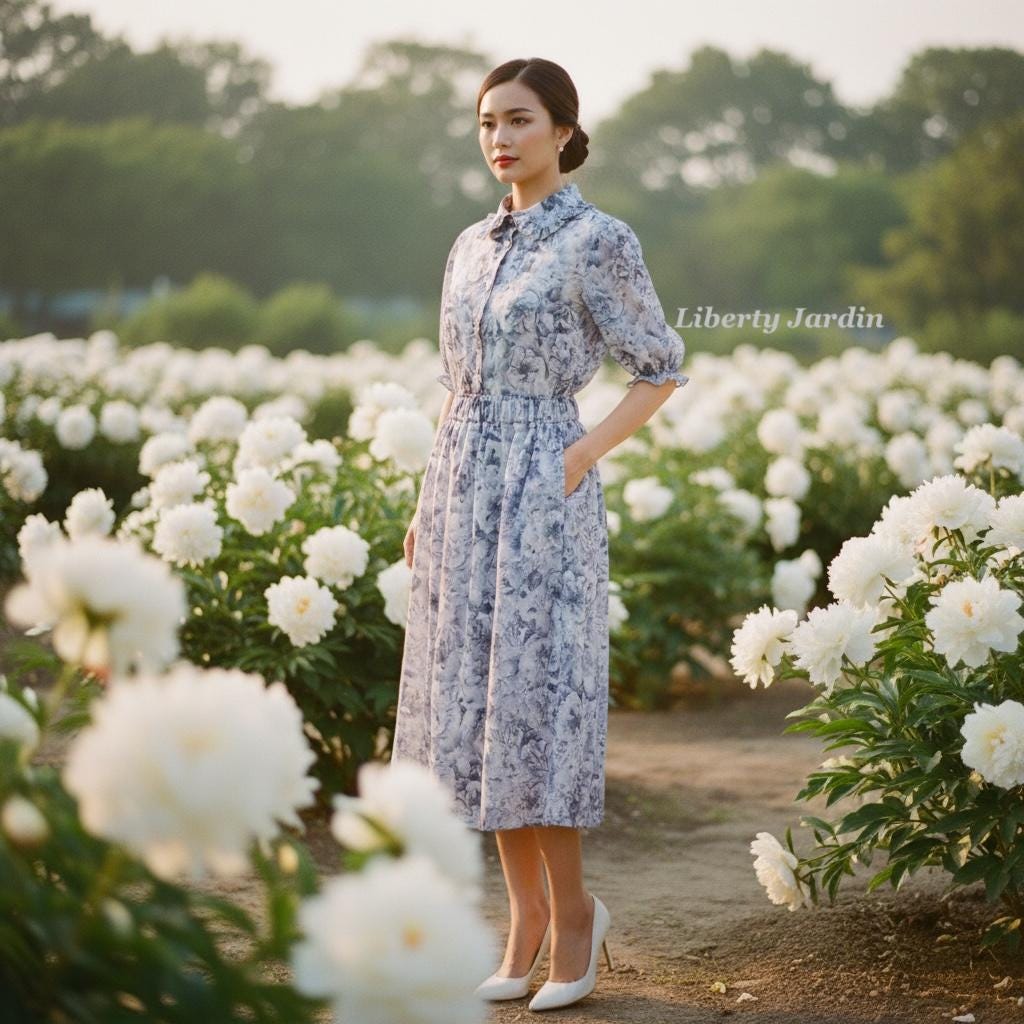 Liberty London Flowing Botanical Midi-Long Skirt, Handmade Sustainable Womenswear, Floral-print Eco-friendly Clothing, Slow-fashioned Outfit