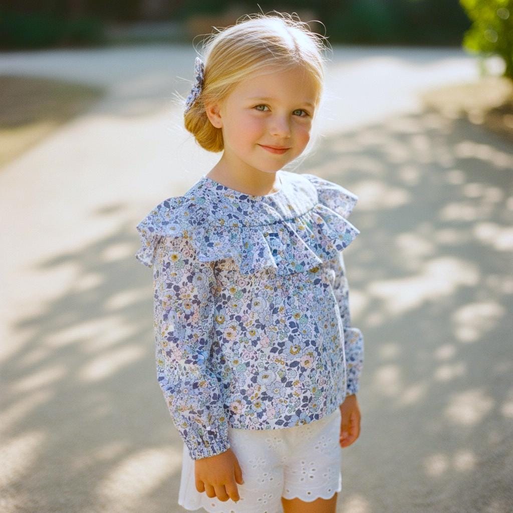 Liberty of London Floral Blouse: Ruffle Puffy Sleeves, Summer Baby Top