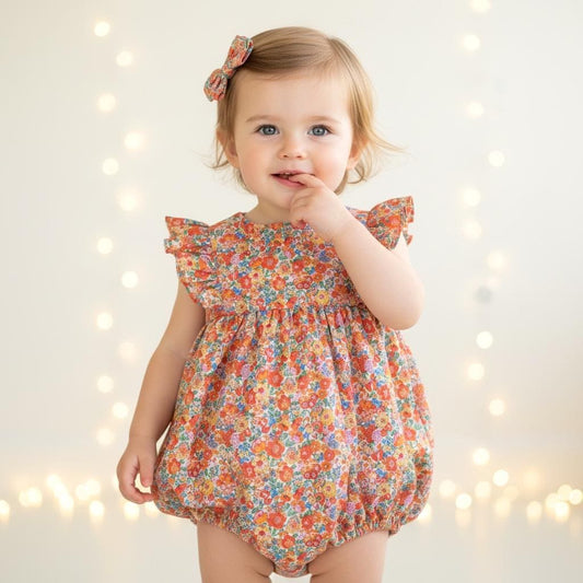Liberty London Bubble Romper, Ditsy Floral Cotton Tana Lawn Baby Clothing