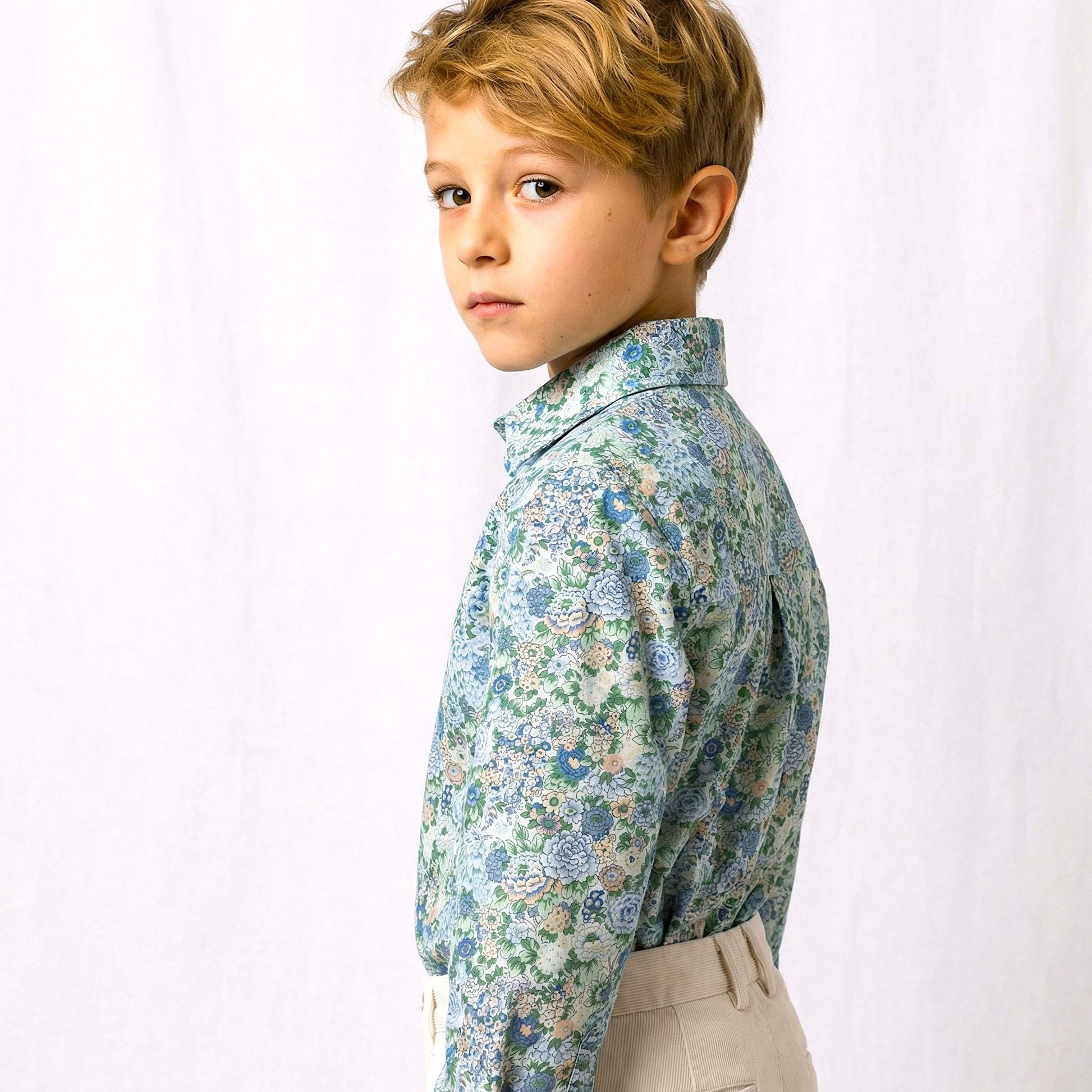 Liberty London Long-sleeved Button-up Chemise, Floral Print Cotton Shirt, Handmade Sustainable Clothing, Tailoring Top