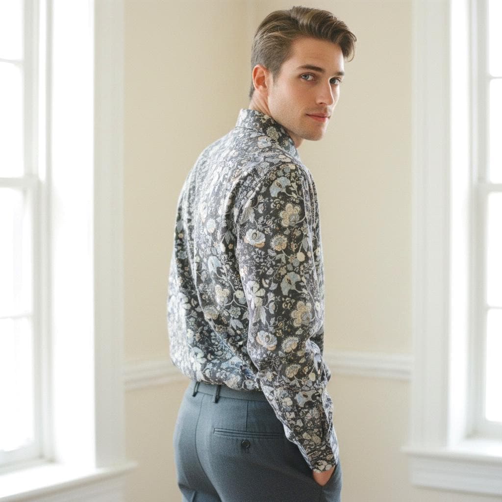 Liberty London Floral Print Cotton Shirt, Slim Fit Long Sleeve Top