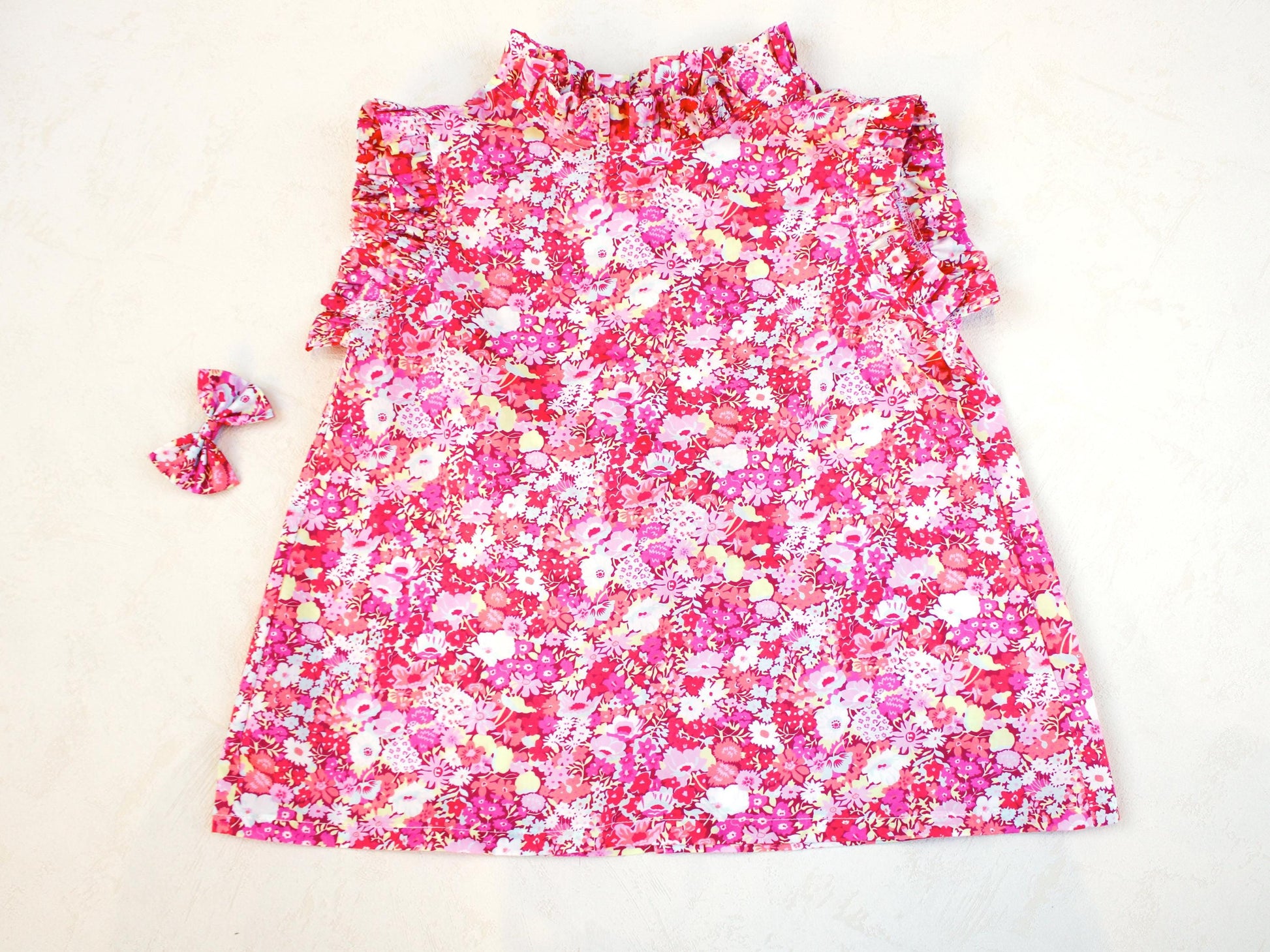 Liberty London Sleeveless Flutter Ruffle Collared Top, Handmade Children-wear, Sustainable Clothing, Floral Print Blouse