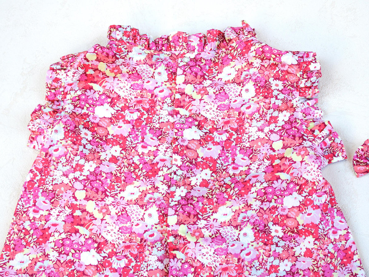 Liberty London Sleeveless Flutter Ruffle Collared Top, Handmade Children-wear, Sustainable Clothing, Floral Print Blouse