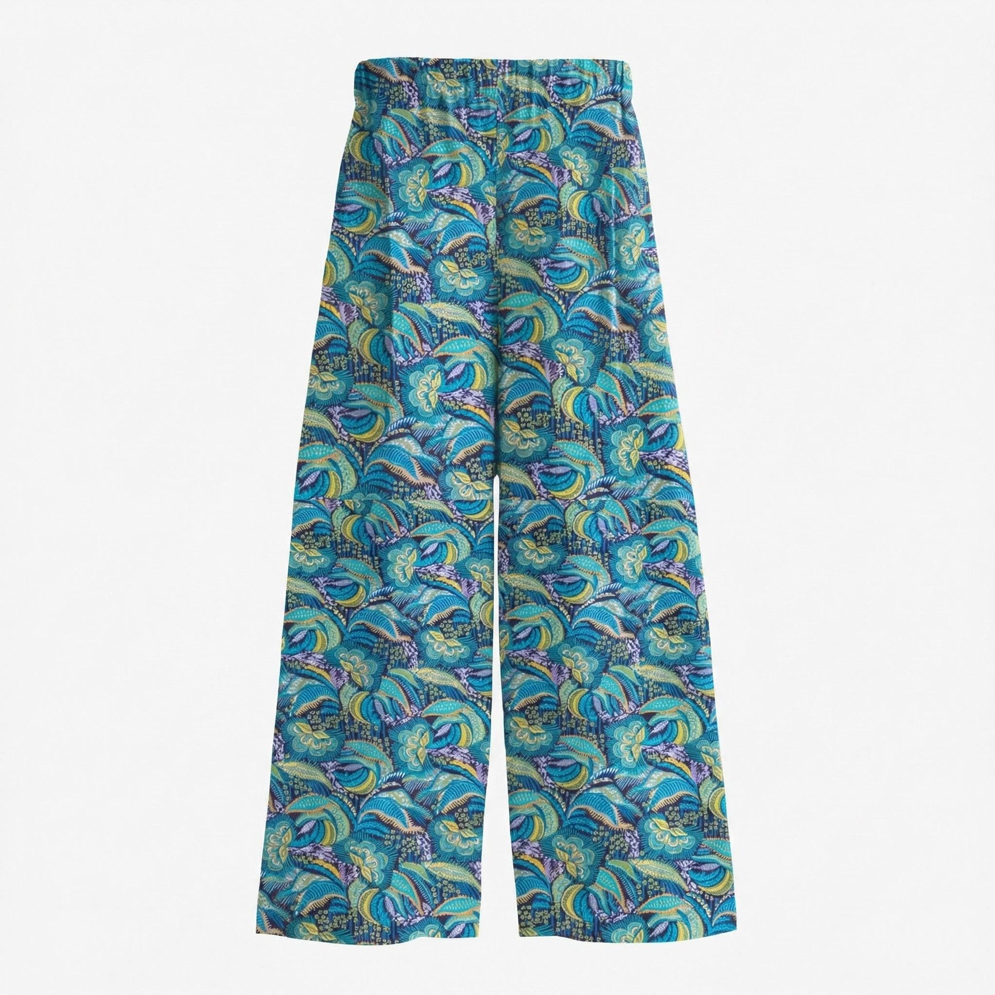 Liberty London Floral-Print Wide-legged Palazzo Pants, Handmade Botanical Loungewear Trousers, Sustainable Tailoring Cotton Womenswear