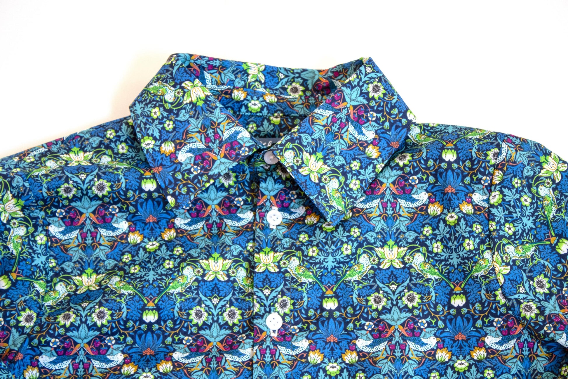 Liberty London Button Up Long Sleeves Shirt, Floral Animal Print Chemise, Handmade Cotton Clothing