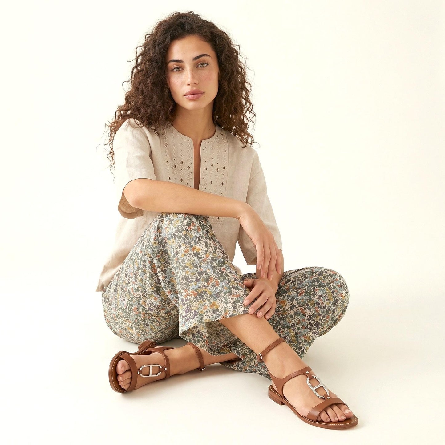 Liberty London Palazzo Pants: Floral Print Wide Leg Cotton Trousers