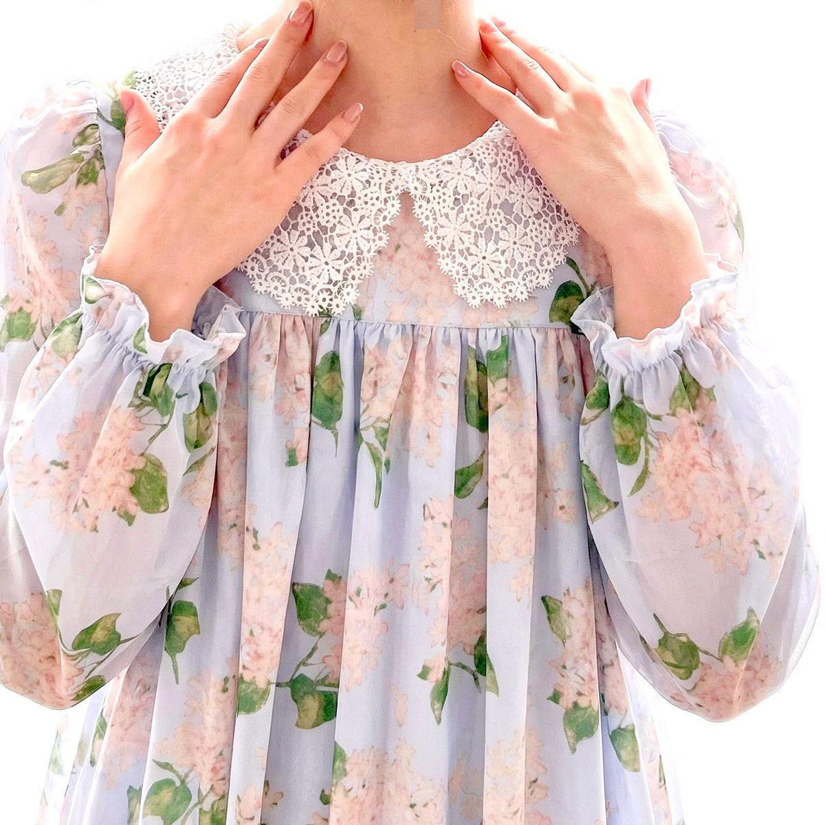 Liberty London Smock Dress, Floral-Print Peter-Pan Collared Handmade Children-wear, Sustainable Cotton Clothing, Long-sleeved Dress
