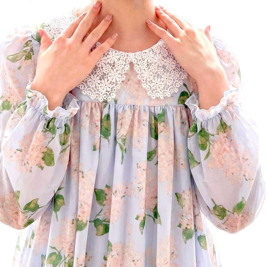 Liberty London Smock Dress, Floral-Print Peter-Pan Collared Handmade Children-wear, Sustainable Cotton Clothing, Long-sleeved Dress