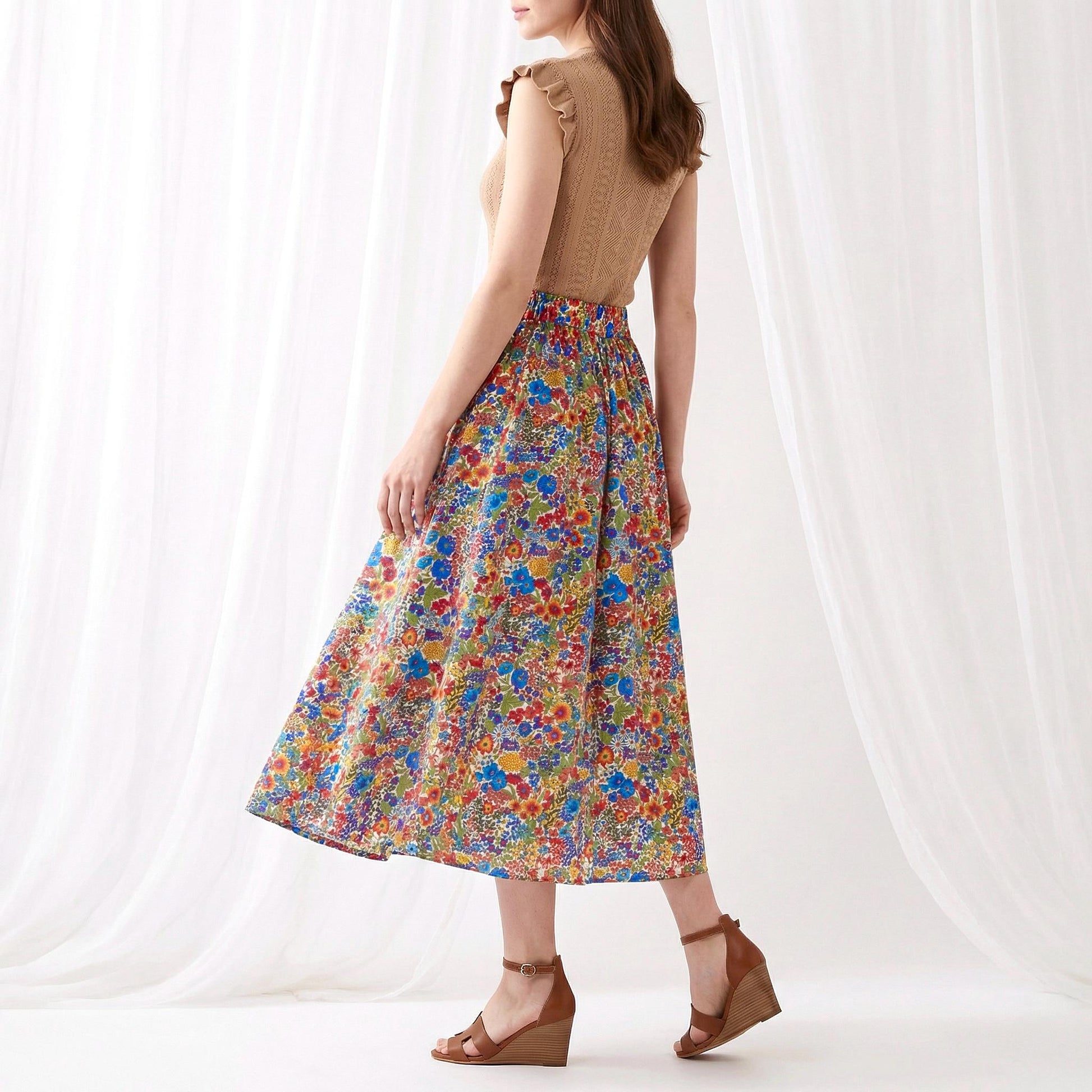 Liberty Ditsy Print Overalls Ruffle Collar