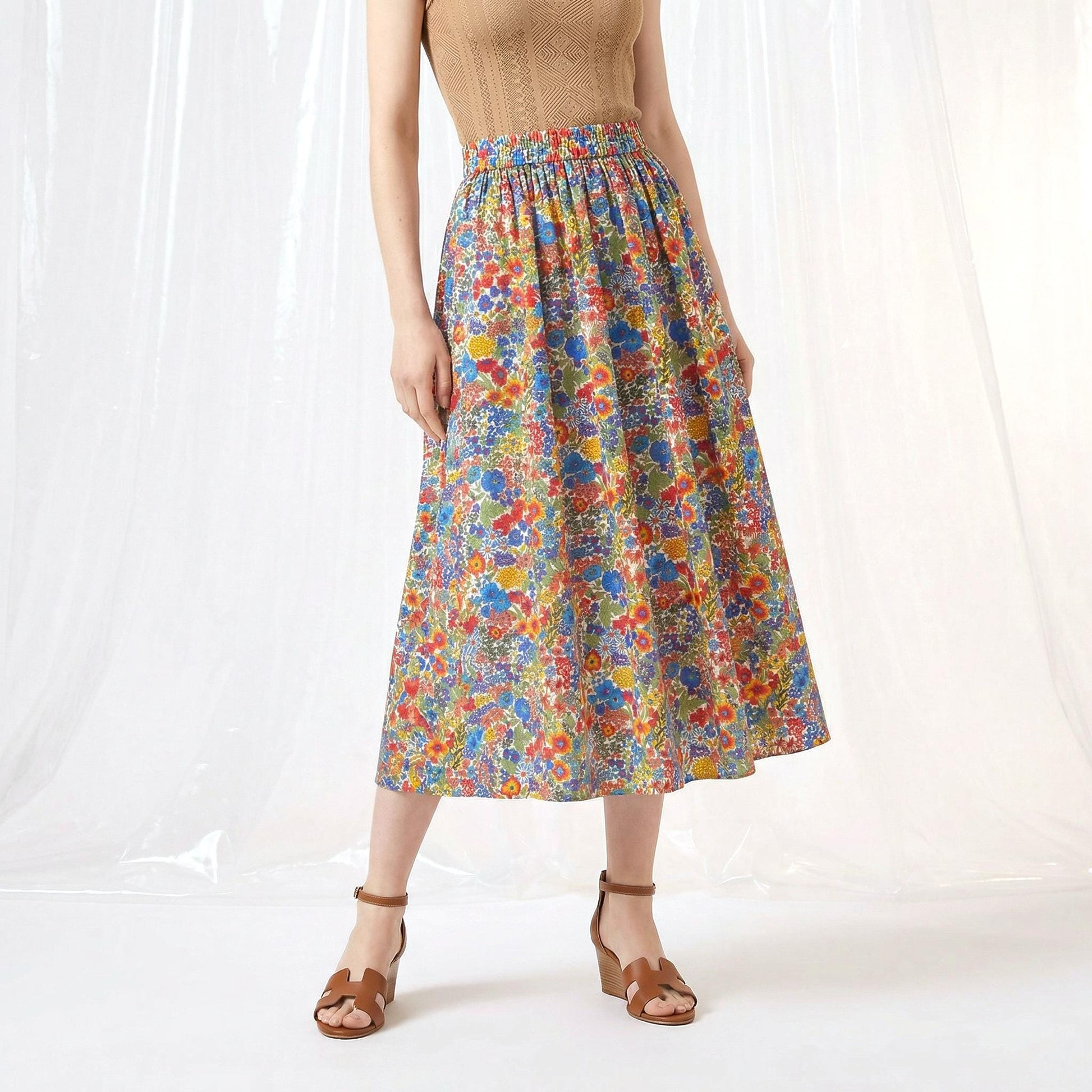 Liberty Ditsy Print Overalls Ruffle Collar