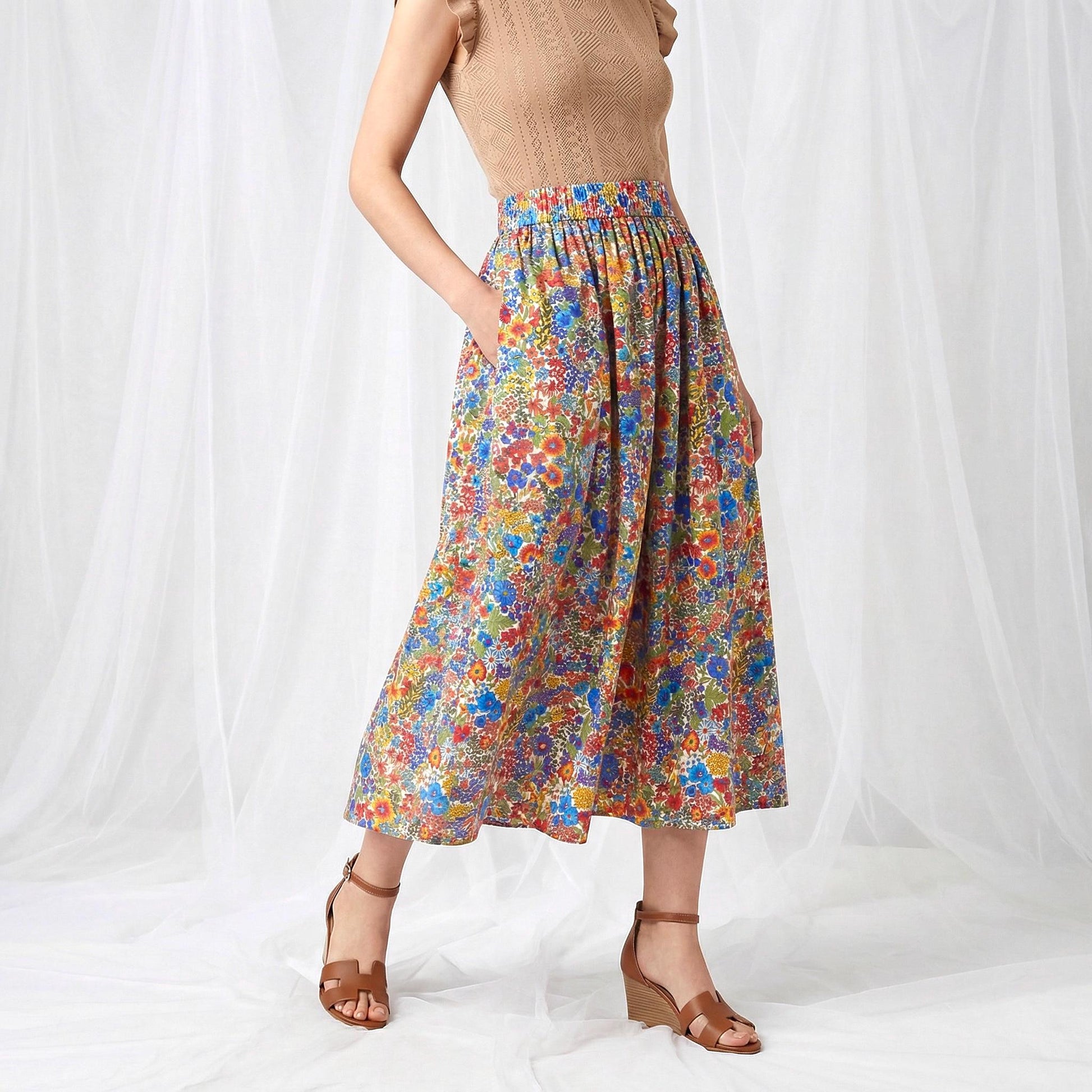 Liberty Ditsy Print Overalls Ruffle Collar