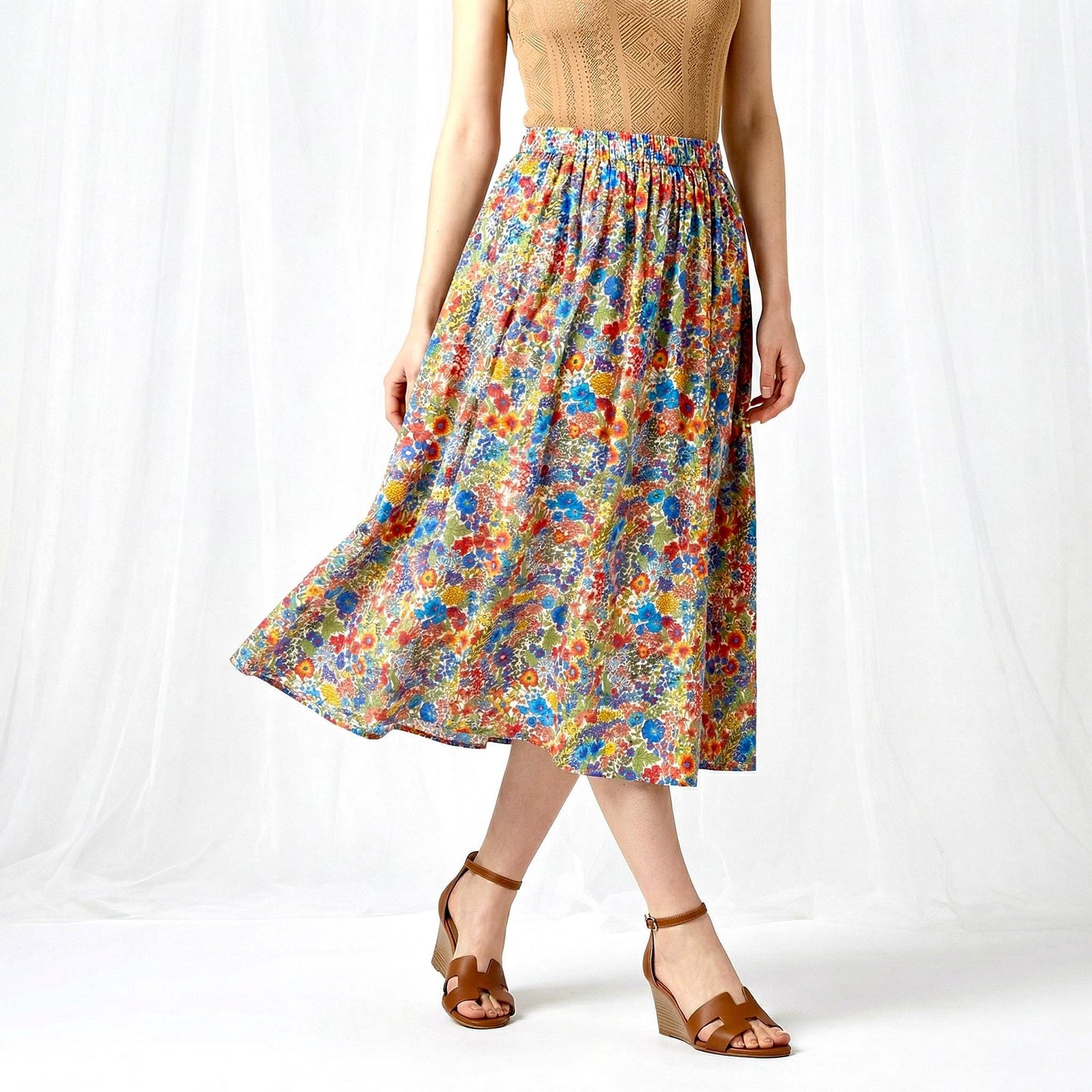 Liberty Ditsy Print Overalls Ruffle Collar