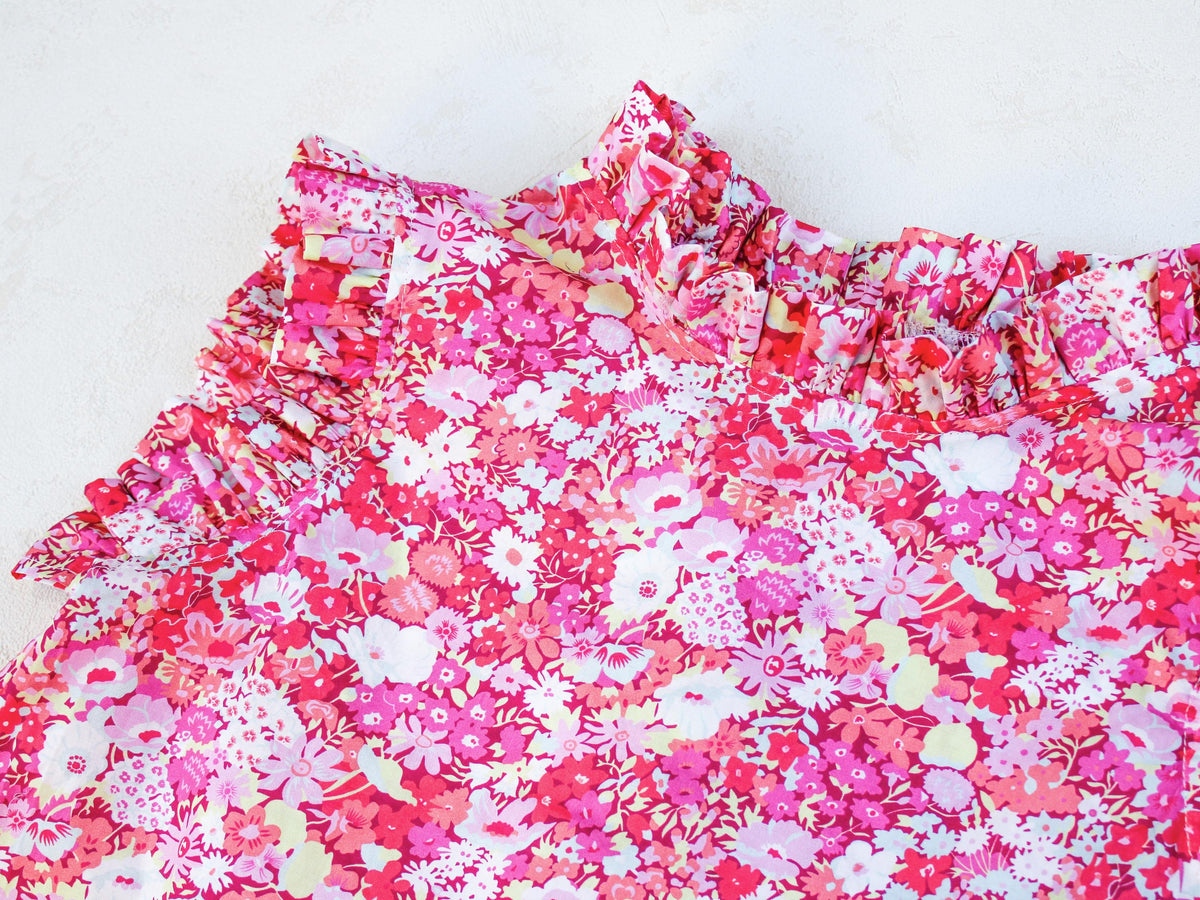 Liberty London Sleeveless Flutter Ruffle Collared Top, Handmade Children-wear, Sustainable Clothing, Floral Print Blouse