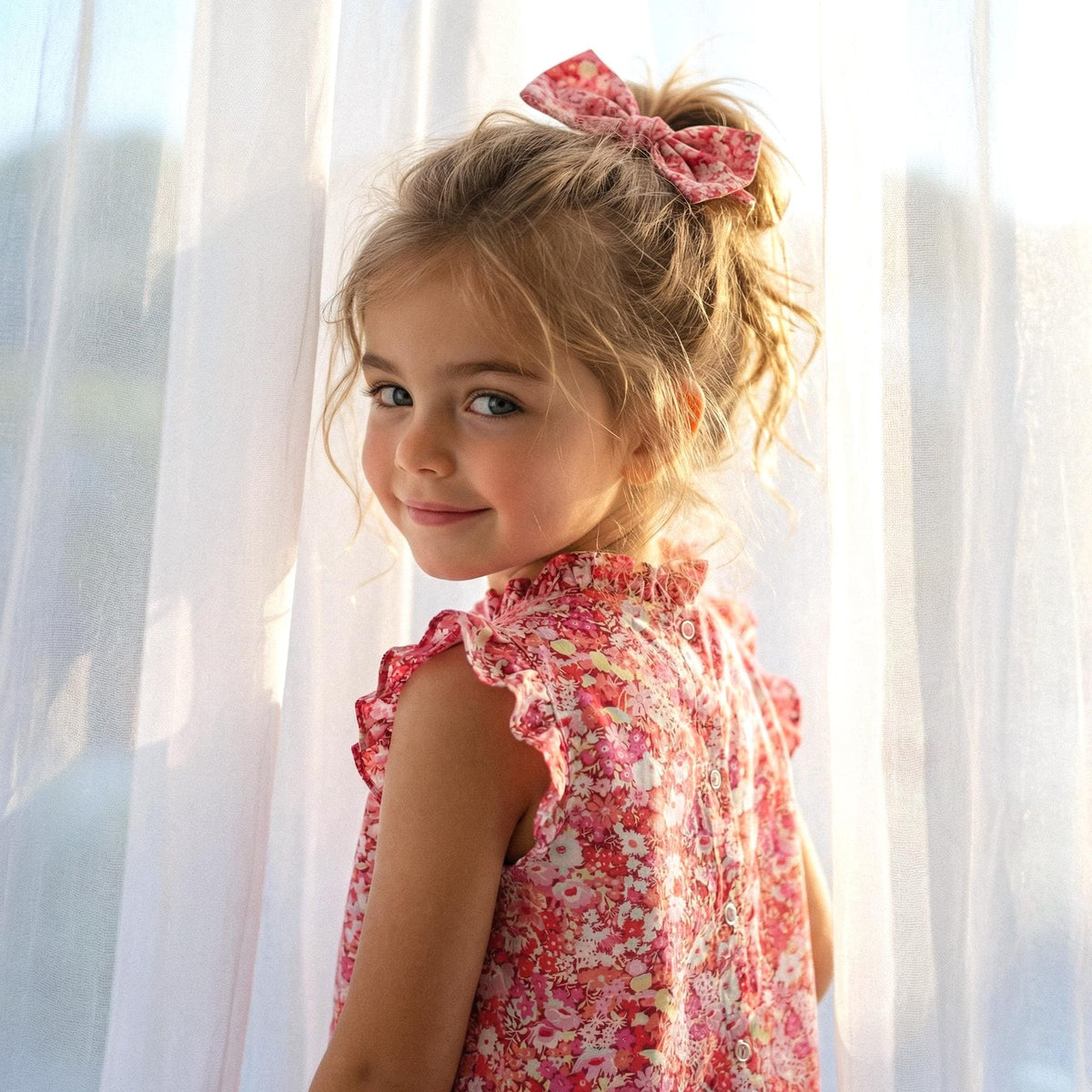 Liberty London Sleeveless Flutter Ruffle Collared Top, Handmade Children-wear, Sustainable Clothing, Floral Print Blouse