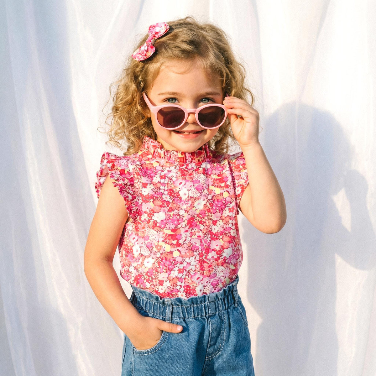 Liberty London Sleeveless Flutter Ruffle Collared Top, Handmade Children-wear, Sustainable Clothing, Floral Print Blouse