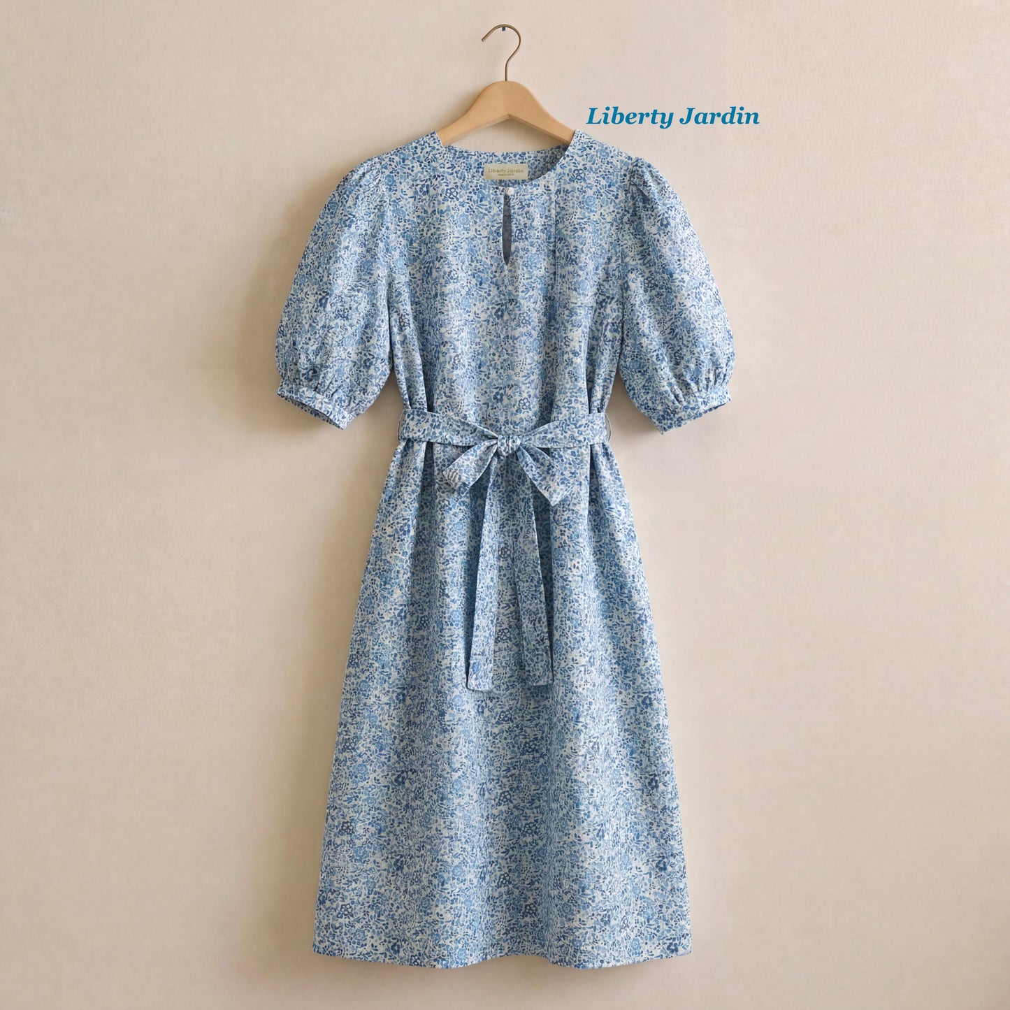 Pussy Bow Liberty London Midi Shirt Dress: Puffy Long Sleeves, Botanical Floral Print