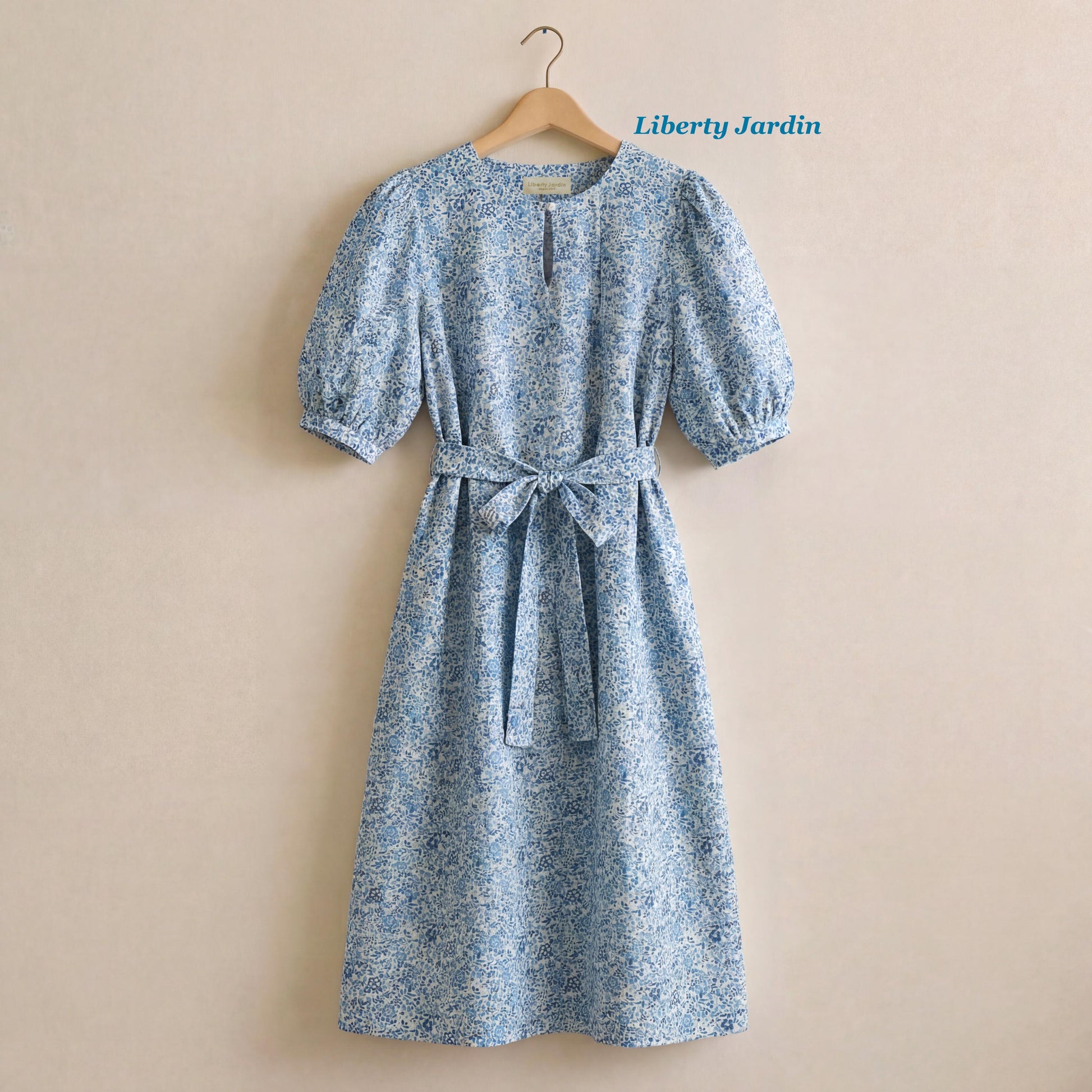 Pussy Bow Liberty London Midi Shirt Dress: Puffy Long Sleeves, Botanical Floral Print