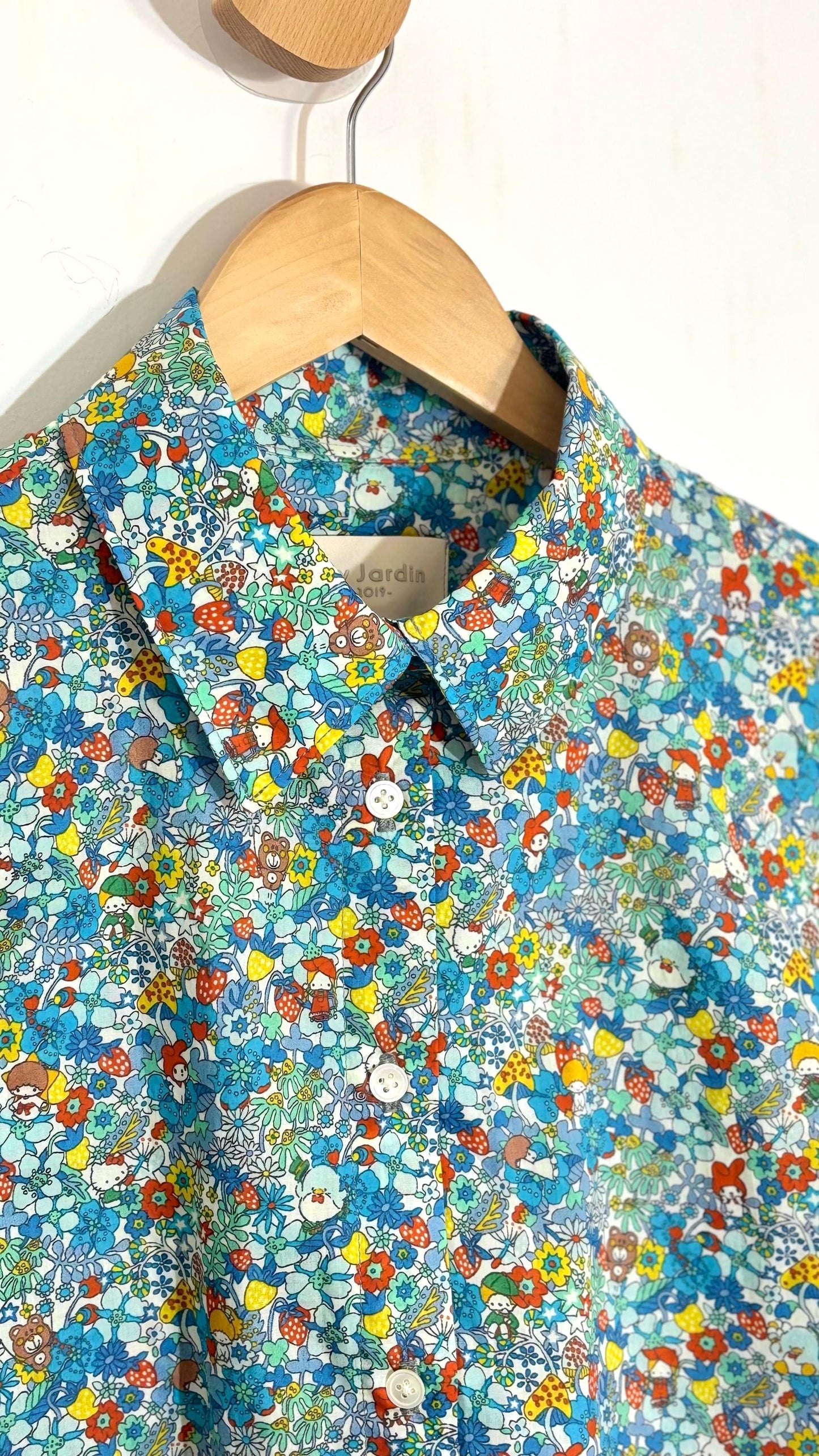Liberty London Button-up Short Sleeves Shirt, Handmade Cotton Chemise, Sustainable Minimalist Womenswear, Botanical Clothing