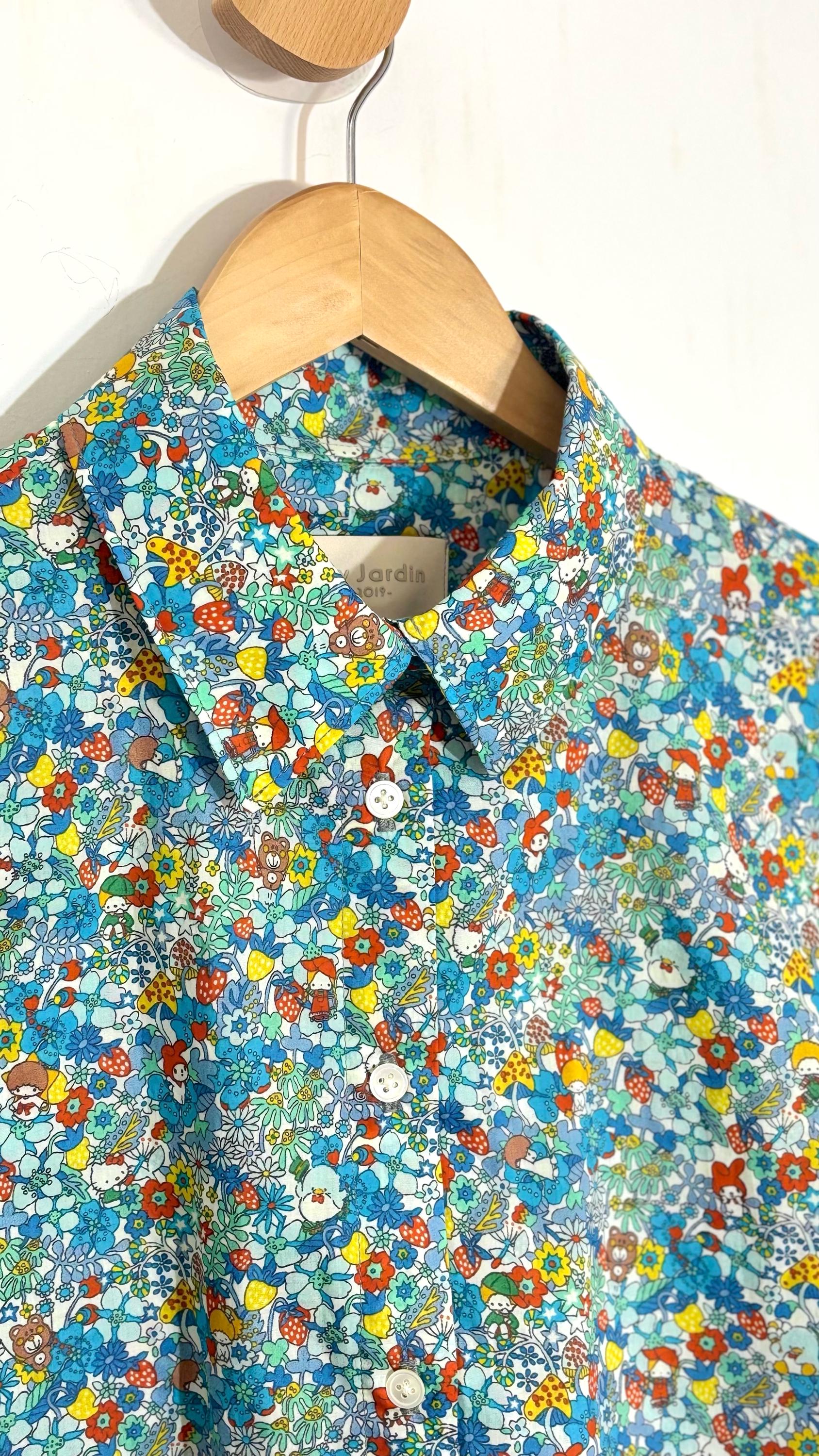 Liberty London Button-up Short Sleeves Shirt, Handmade Cotton Chemise, Sustainable Minimalist Womenswear, Botanical Clothing