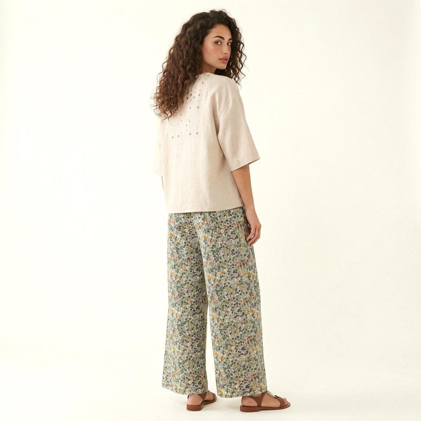 Liberty London Palazzo Pants: Floral Print Wide Leg Cotton Trousers