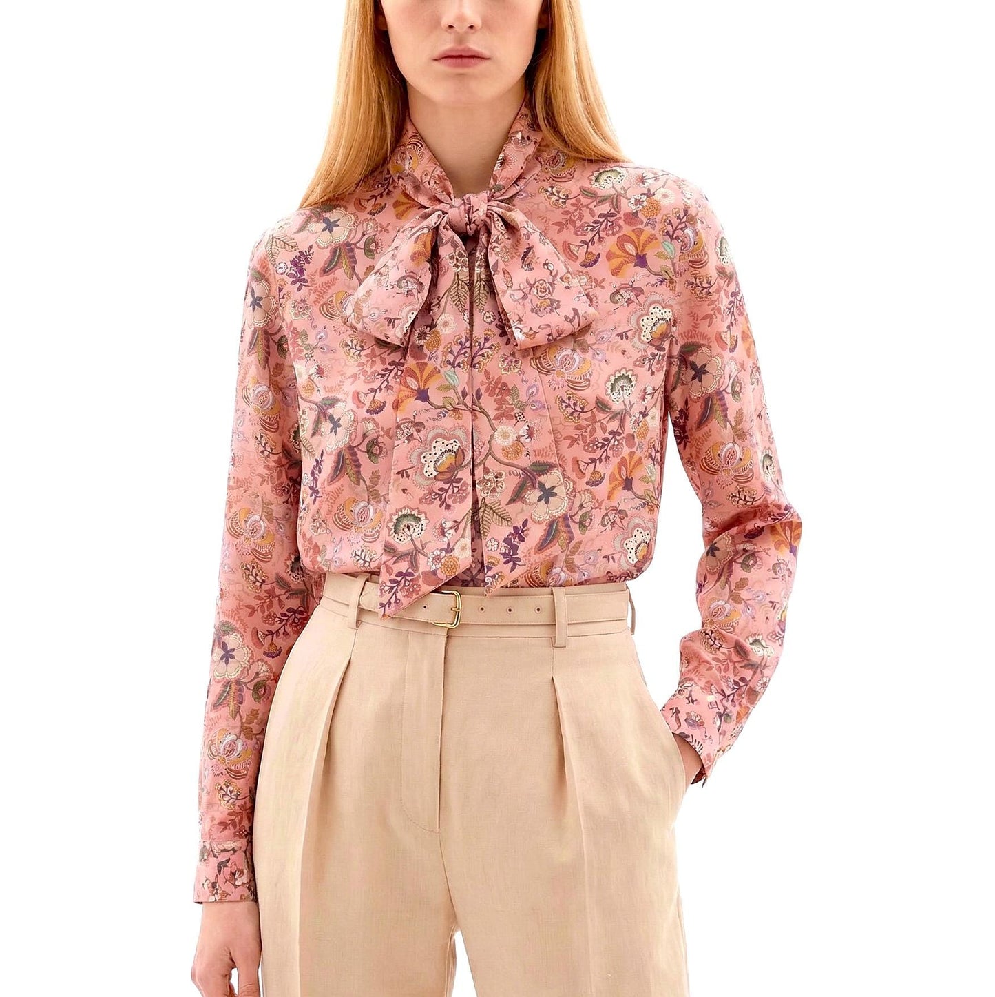 Liberty London Pussy Bow Long-sleeved Business Dress Shirt, Personalised Botanical Handmade Clothing, Sustainable Womenswear