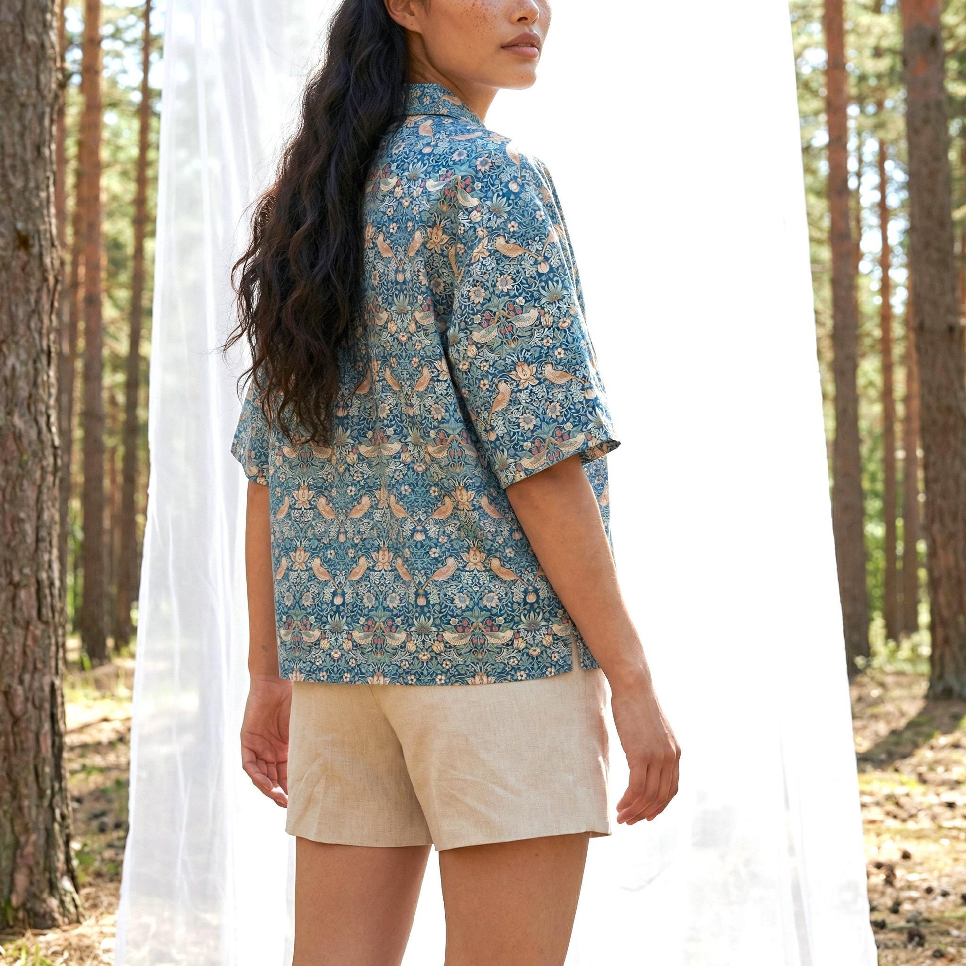 Liberty London Loose Fit Collared Shirt, Kimono Half-sleeved Blouse, Button-up Personalised Chemise, Handmade Womenswear