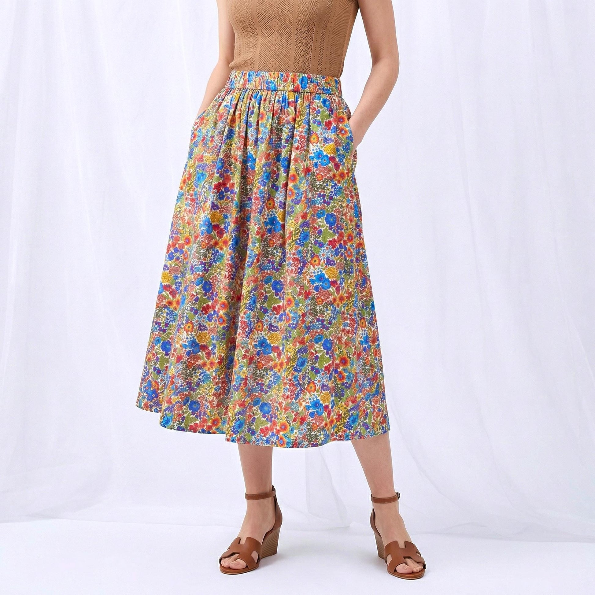 Liberty Ditsy Print Overalls Ruffle Collar