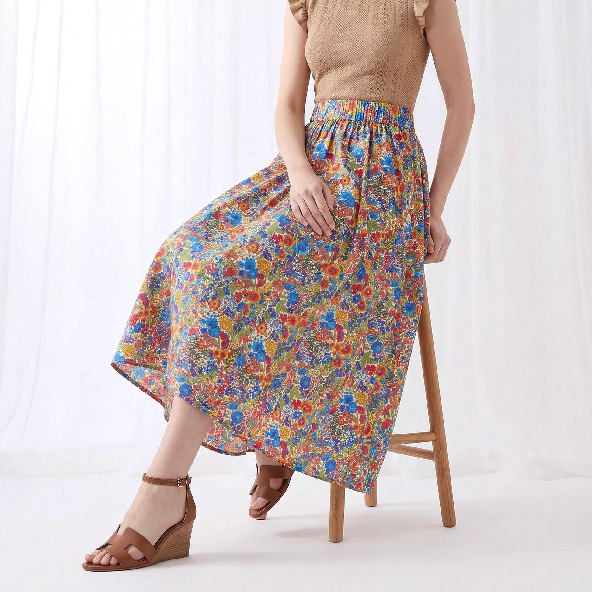 Liberty Ditsy Print Overalls Ruffle Collar