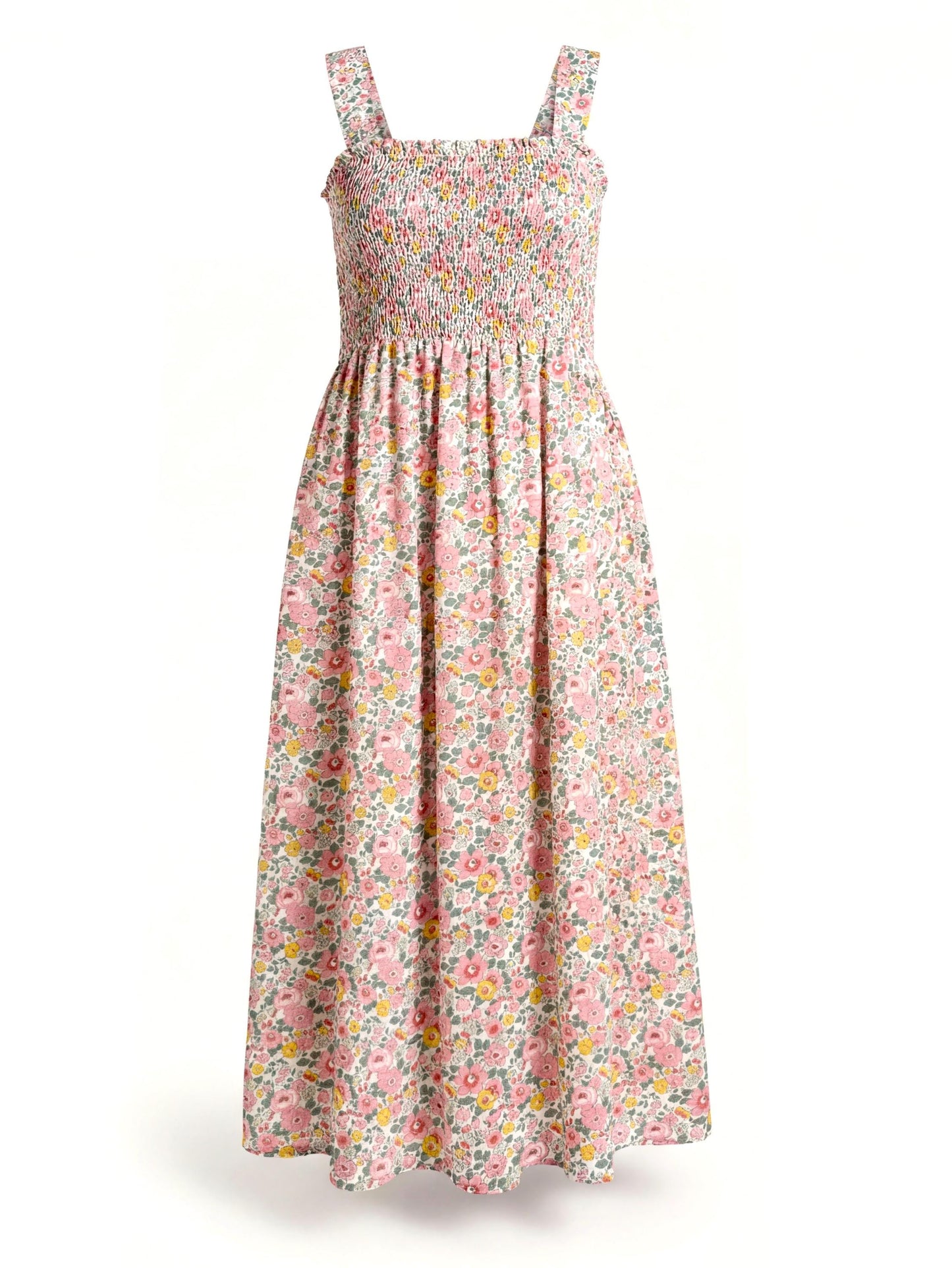 Liberty London Smock Shirred Sundress, Handmade Cotton Womenswear, Botanical Sustainable Clothing, Personalised Tailoring Outfits