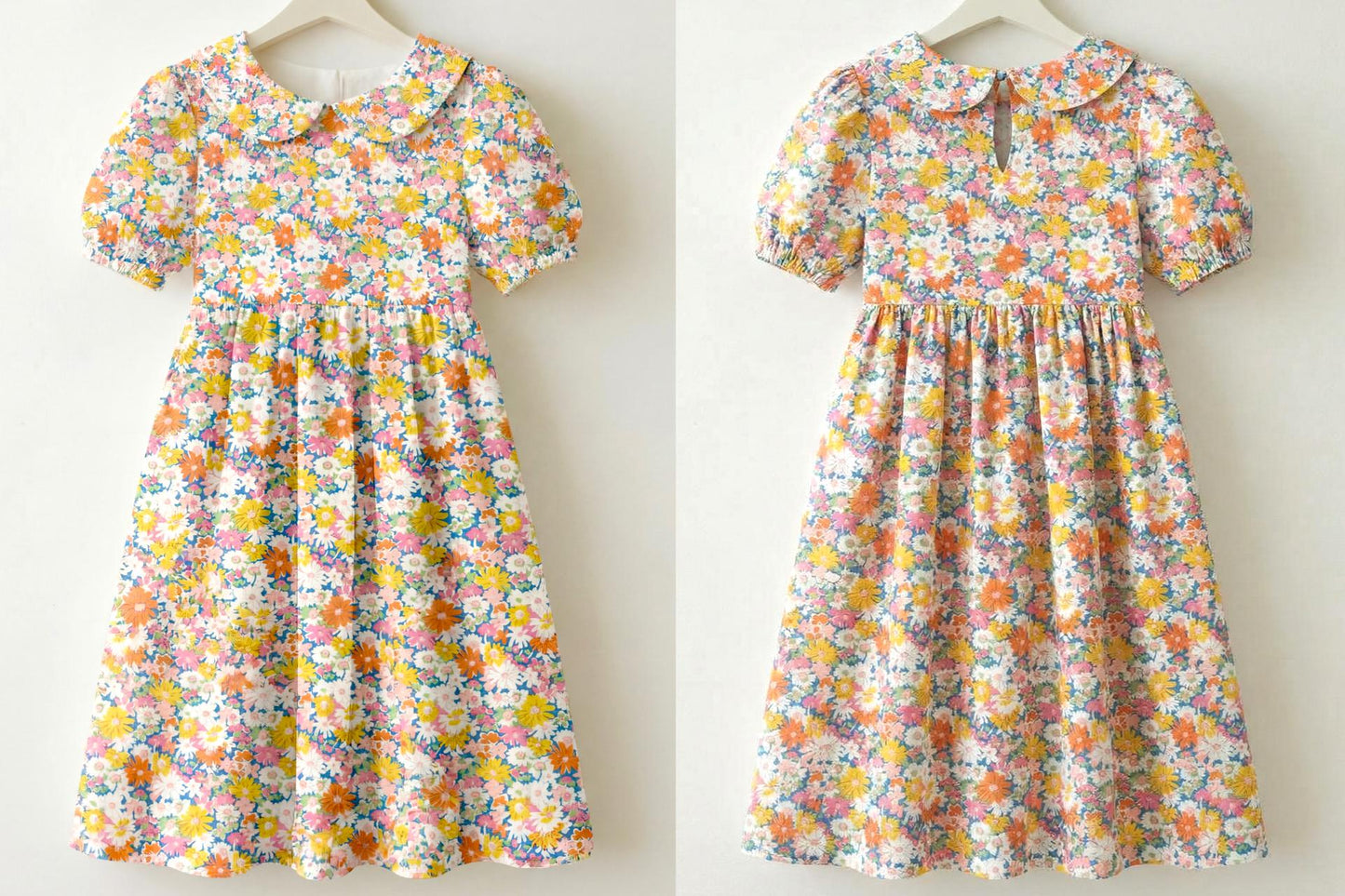 Liberty London Peter Pan Collared Short-sleeved Dress, Handmade Cotton Clothing, Personalised Children-wear, Ethical Clothes