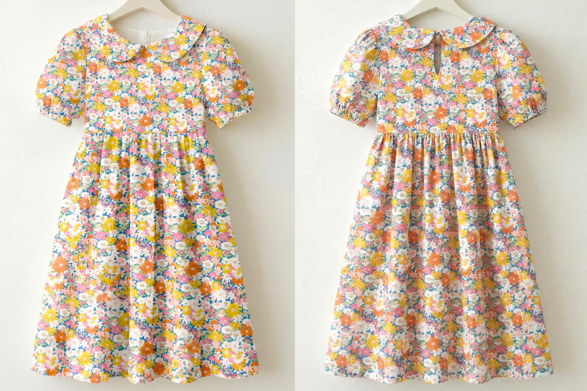Liberty London Peter Pan Collared Short-sleeved Dress, Handmade Cotton Clothing, Personalised Children-wear, Ethical Clothes