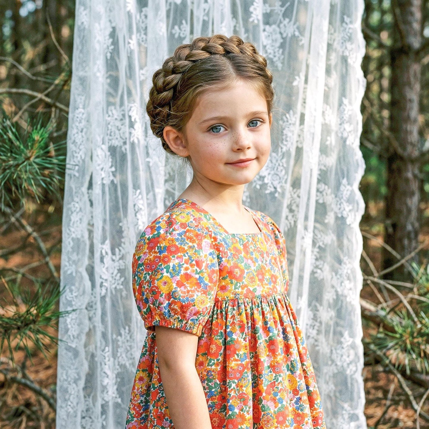 Liberty London Square Neck Puffed Short-sleeved Sundress, Handmade Children-wear, Sustainable Cotton Clothing, Personalised Outfits