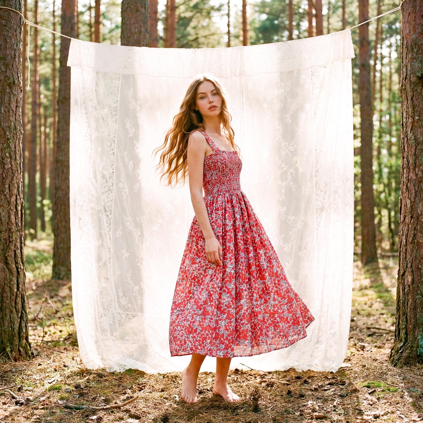 Liberty London Smock Shirred Sundress, Handmade Cotton Womenswear, Botanical Sustainable Clothing, Personalised Tailoring Outfits