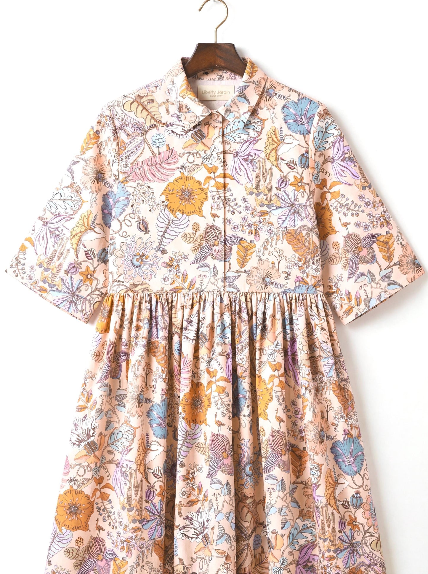 Liberty London Collared Kimono Sleeves Shirtdress, Handmade Botanical Womenswear, Sustainable Slow-fashioned Clothing, Personalised Dress