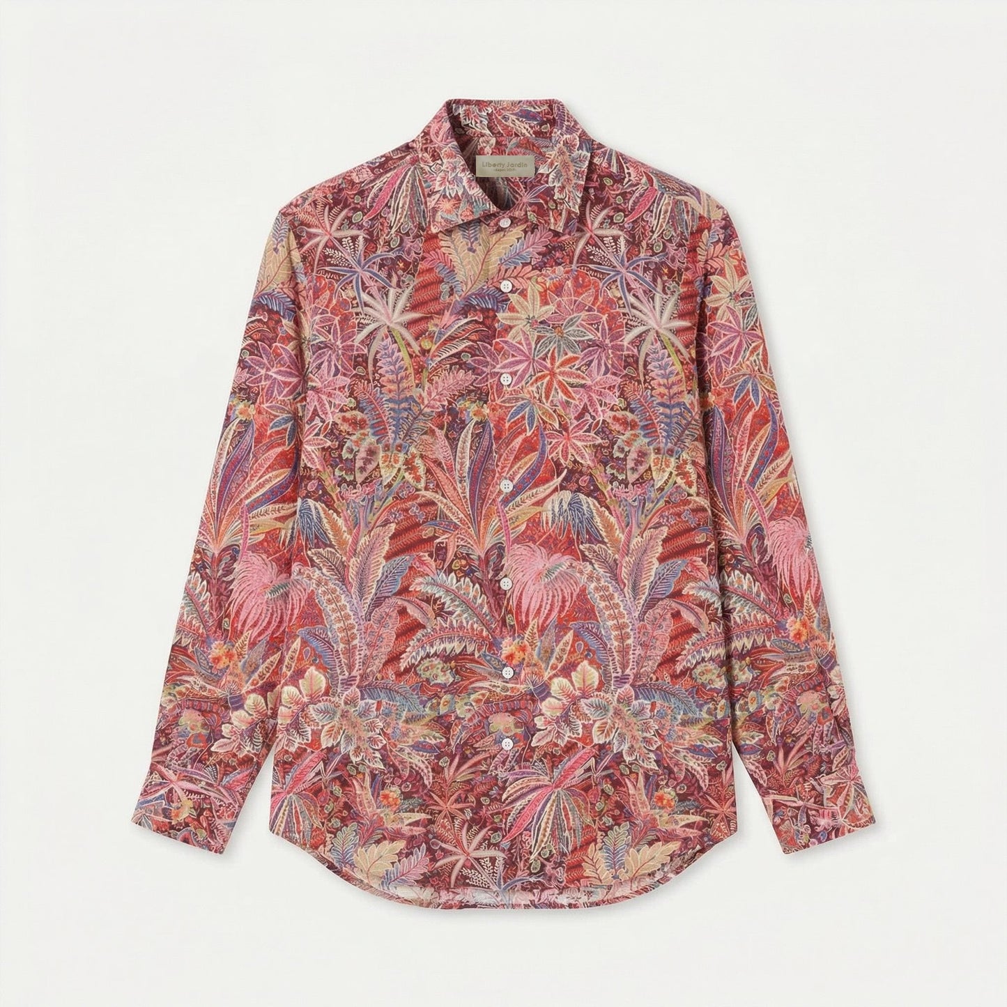 Liberty London Button-Up Long Sleeves Shirt, Botanical Handmade Cotton Clothing, Sustainable Womenswear, Minimalist Chemise
