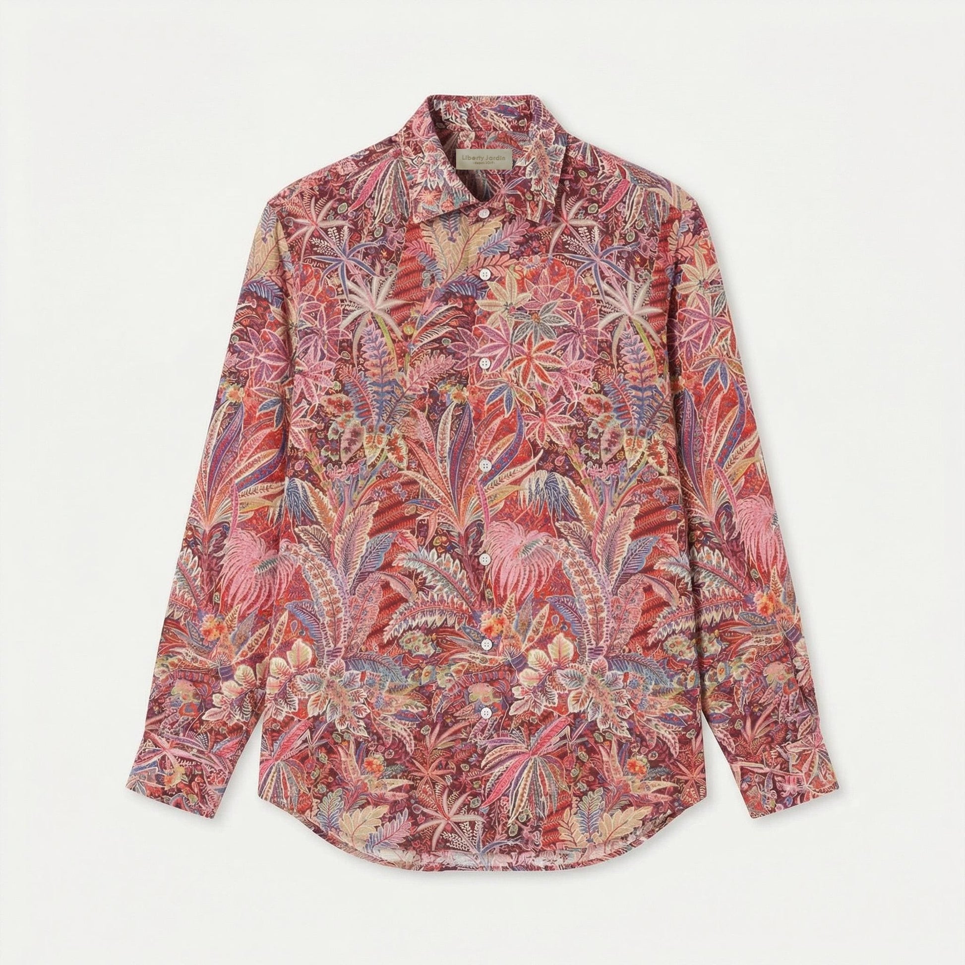 Liberty London Button-Up Long Sleeves Shirt, Botanical Handmade Cotton Clothing, Sustainable Womenswear, Minimalist Chemise